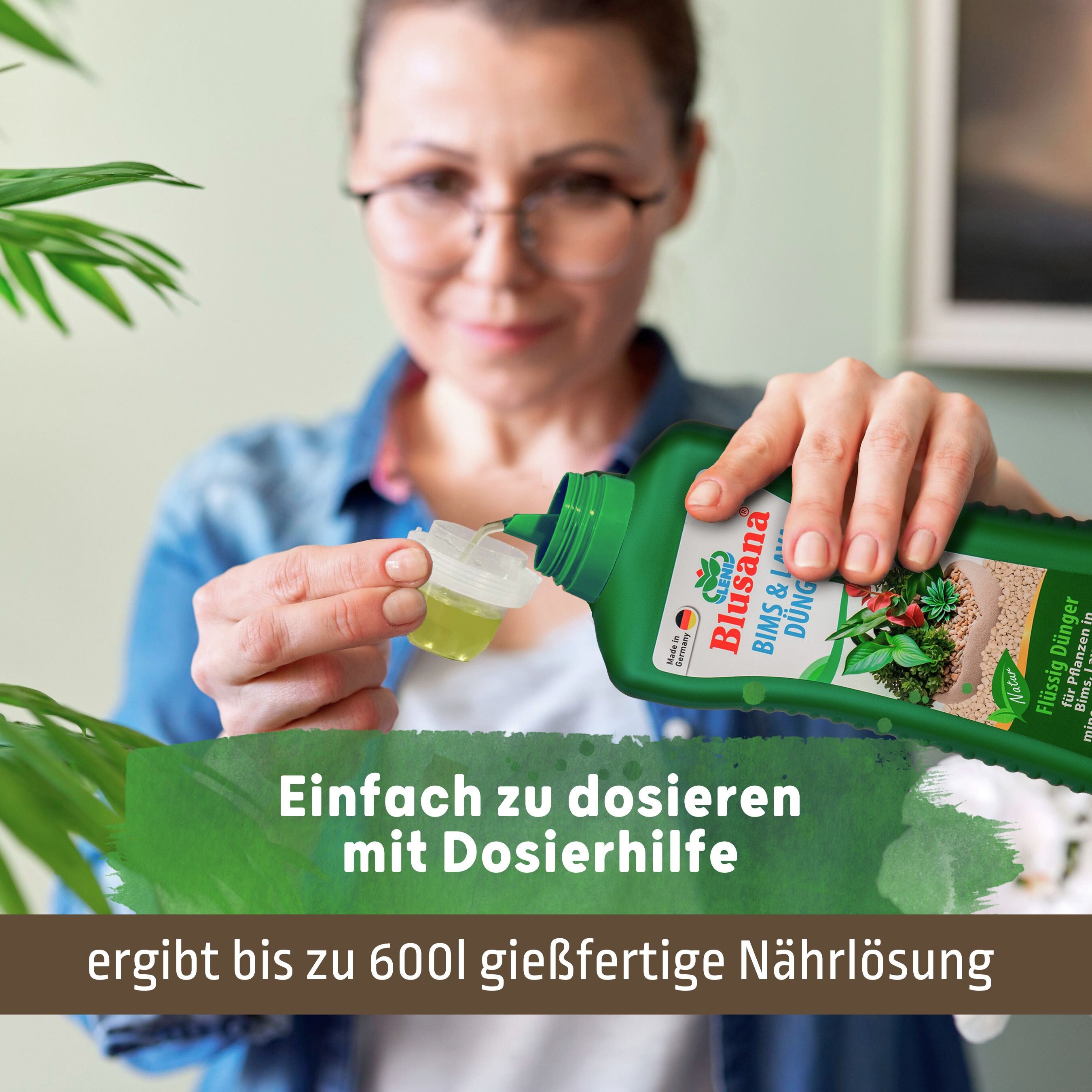 Blusana Pflanzendünger Bims & Lava Dünger XL 1 Liter Hydrokultur & Hydroponik Flüssigdünger, NPK 10-4-6 Volldünger, flüssig - mineralisch, für Grünpflanzen Zimm – Bild 4 von 5