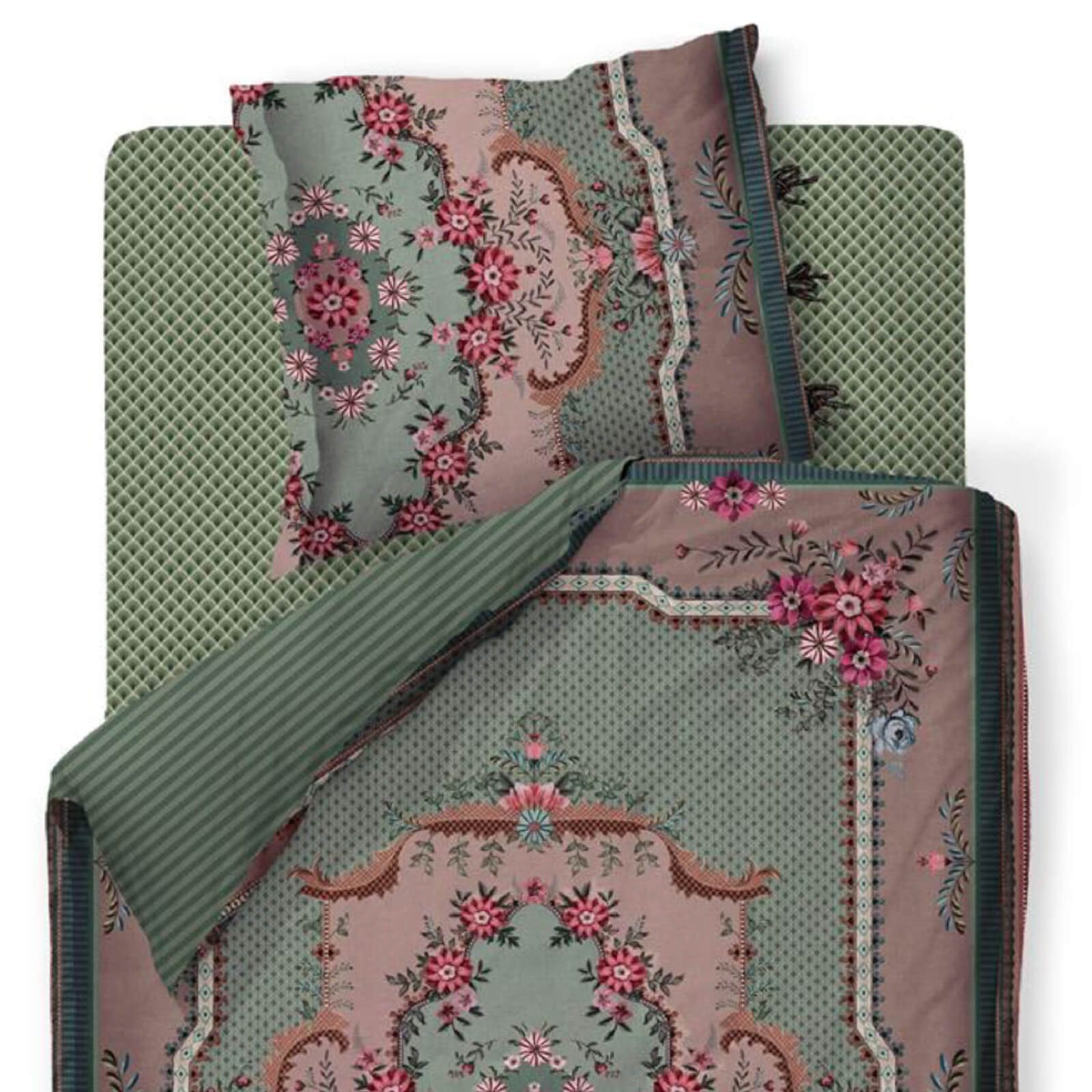 PiP Studio Bettwäsche Pip Chique Grün, Perkal, 3 teilig, Rosetten, Floral, günstig online kaufen