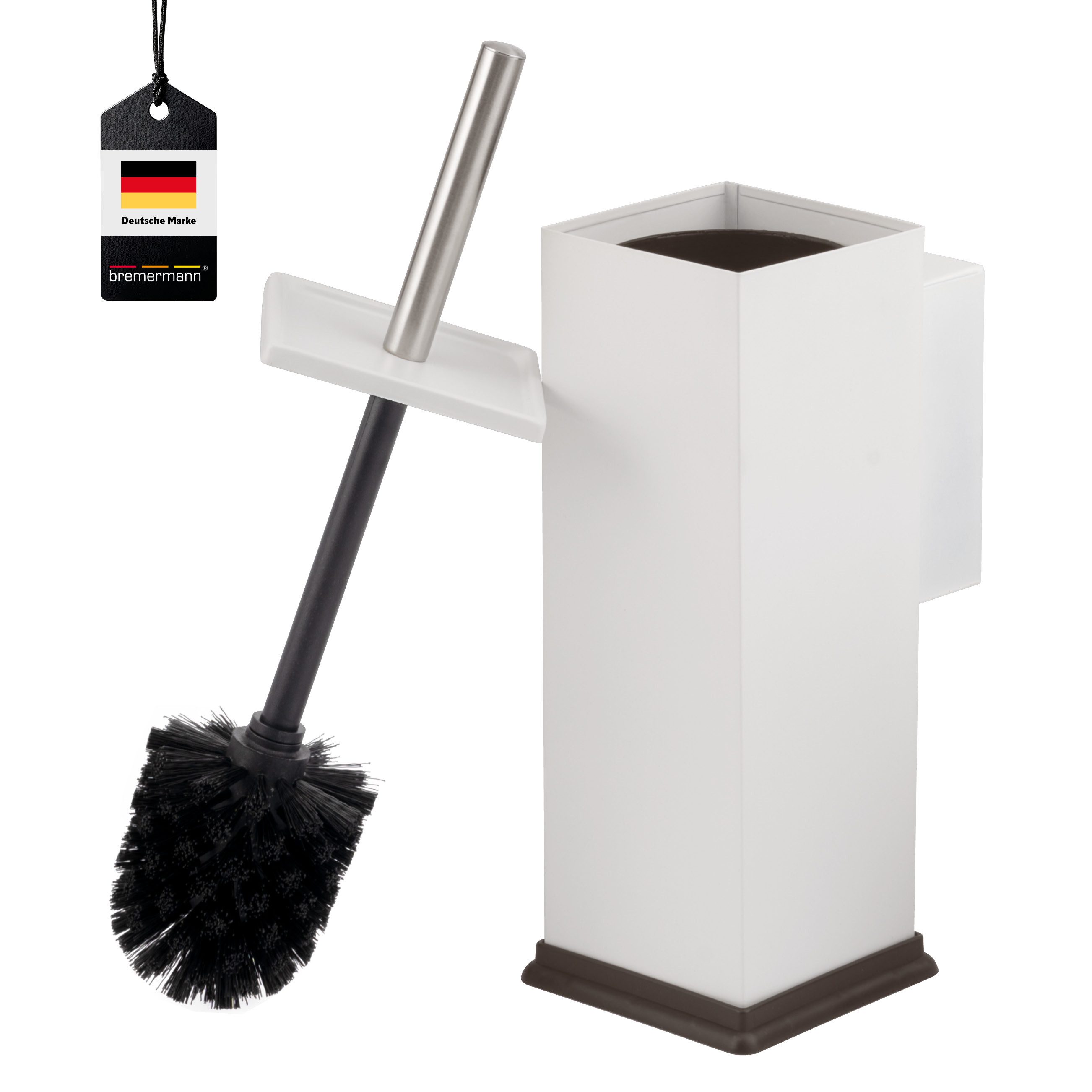bremermann WC-Garnitur inkl. Wandhalterung, WC-Bürstenhalter eckig aus Edelstahl