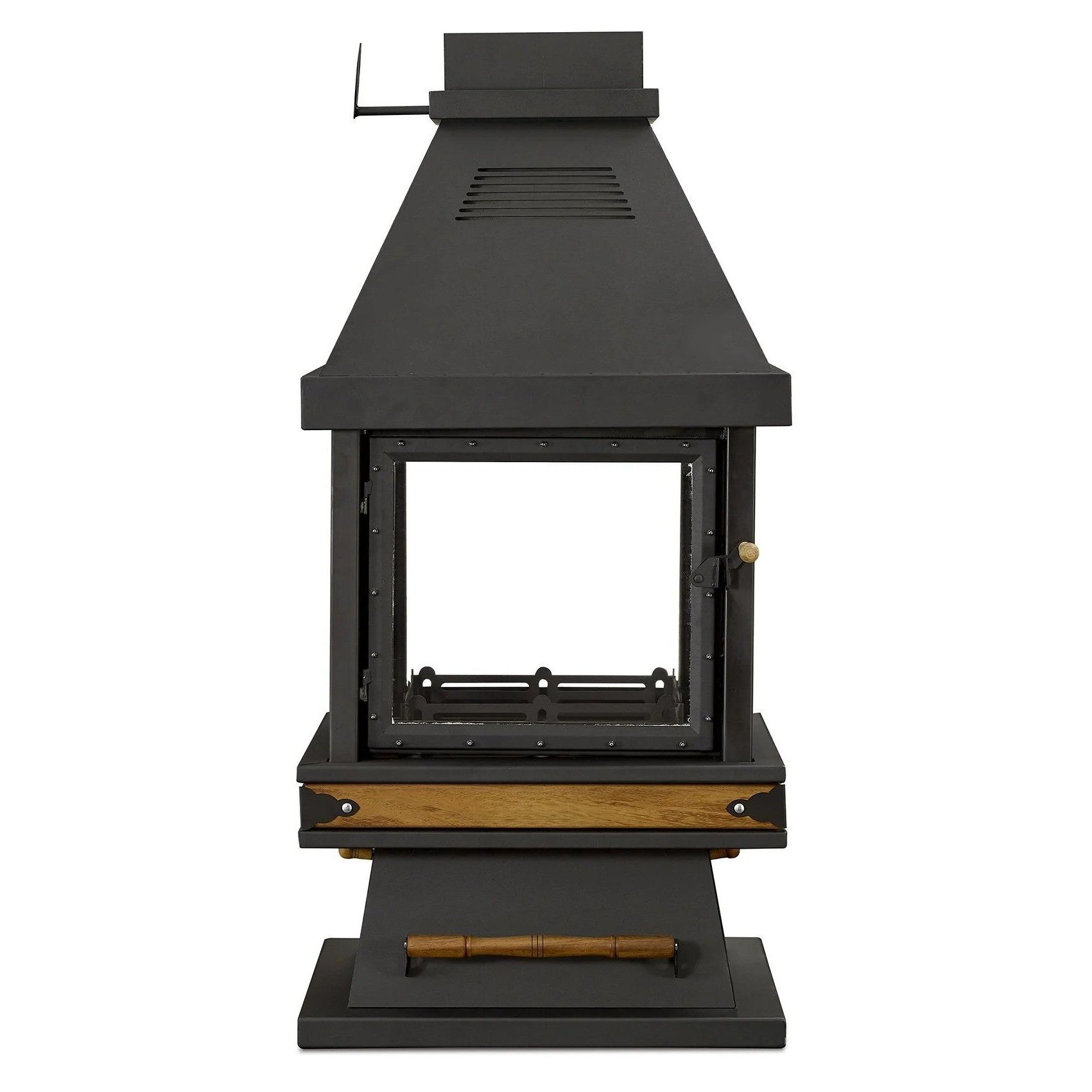 Xlmoebel Grillkamin Eleganter freistehender Kamin aus Edelstahl und Holz, Made in Europa