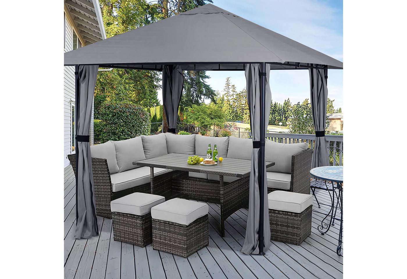 Thumbnail - Sekey Pavillon Gartenpavillon 300x300 cm Partyzelt Gartenzelt, mit 4 Seitenteilen, mit 4 Seitenteilen, Wasserdicht, Wind...