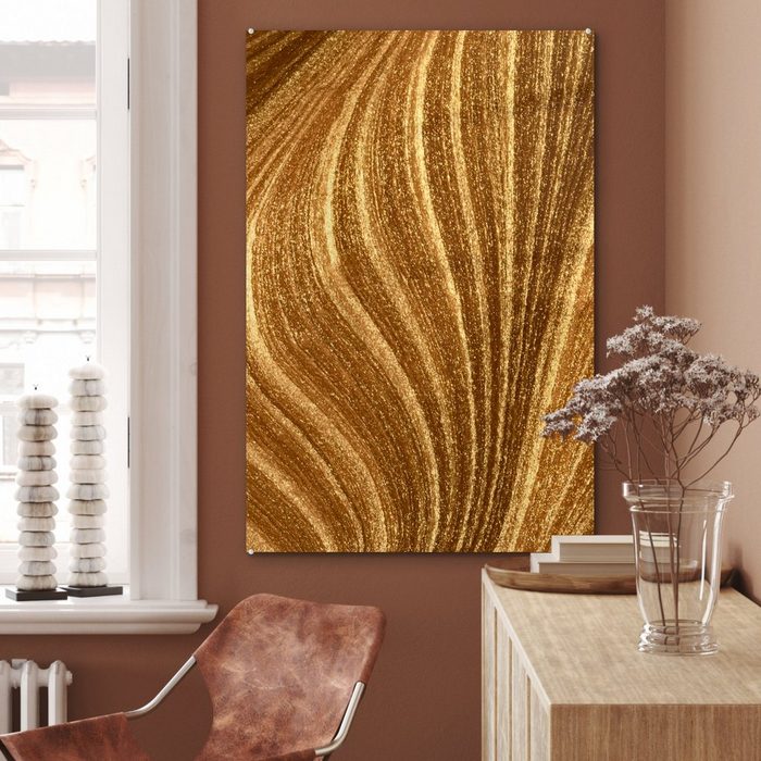 MuchoWow Acrylglasbild Nahaufnahme von Goldfarbe (1 St) Modern Bild auf glas Wohnzimmer Schlafzimmer SY12372