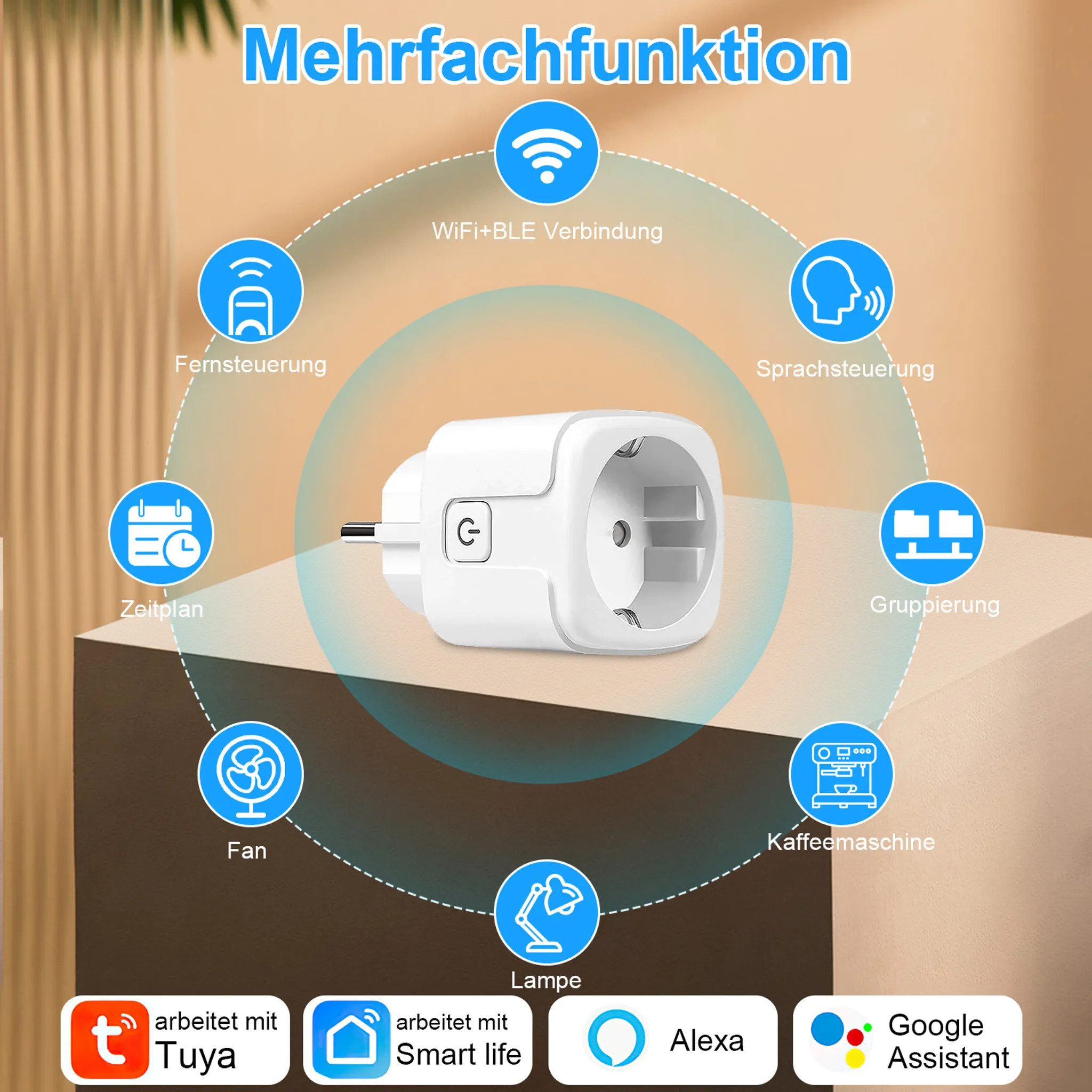 Athlix Steckdose WLAN Smart Steckdose 4er Pack, Smart Home WiFi Steckdose, App gesteuert, Sprachsteuerung, Fernzugriff