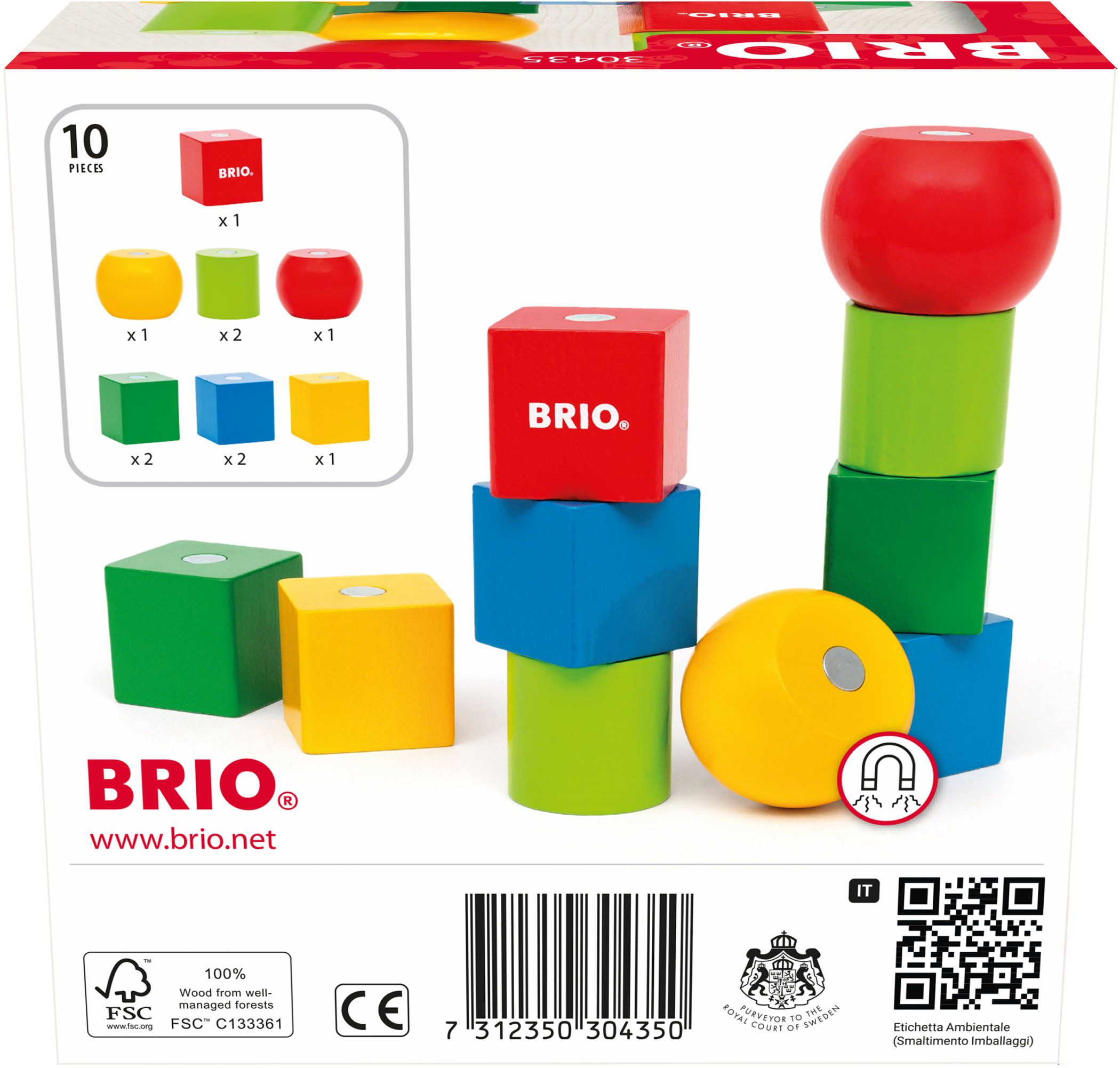 BRIO® Kleinkindwelt Magnetische Holzbausteine 30435 Spielbausteine