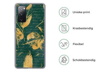 MuchoWow Handyhülle Blätter - Gold - Grün, Phone Case, Handyhülle Samsung Galaxy S20 FE, Silikon, Schutzhülle