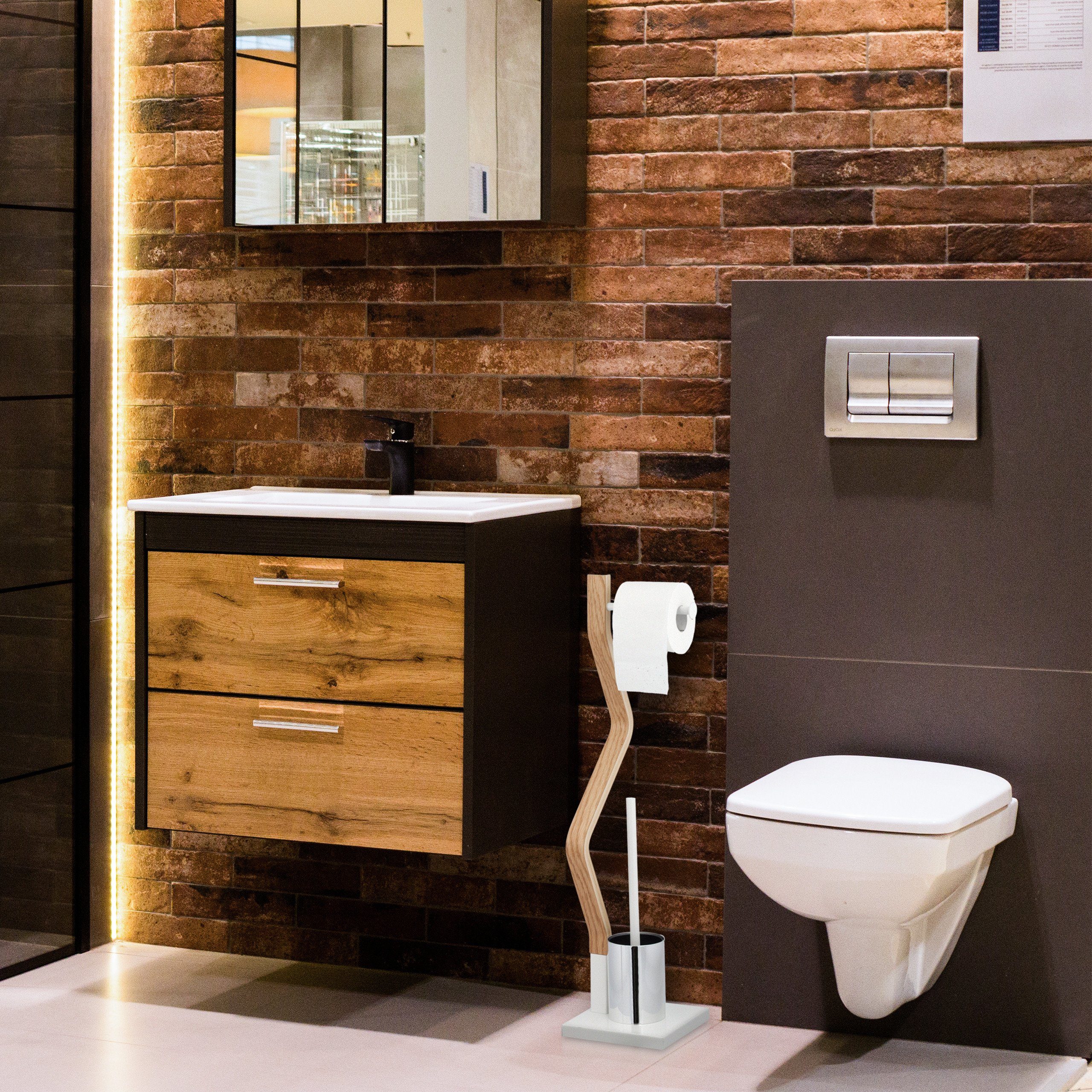 relaxdays Badezimmer-Set WC Garnitur stehend weiß günstig online kaufen