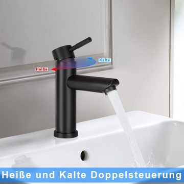 Nettlife Spültischarmatur Wasserhahn bad Waschtischarmatur waschbecken Armaturen schwarz (1-St., Mischbatterie) Hochdruck Edelstahl Armatur Kaltwasser einhebelmischer Badarmatur