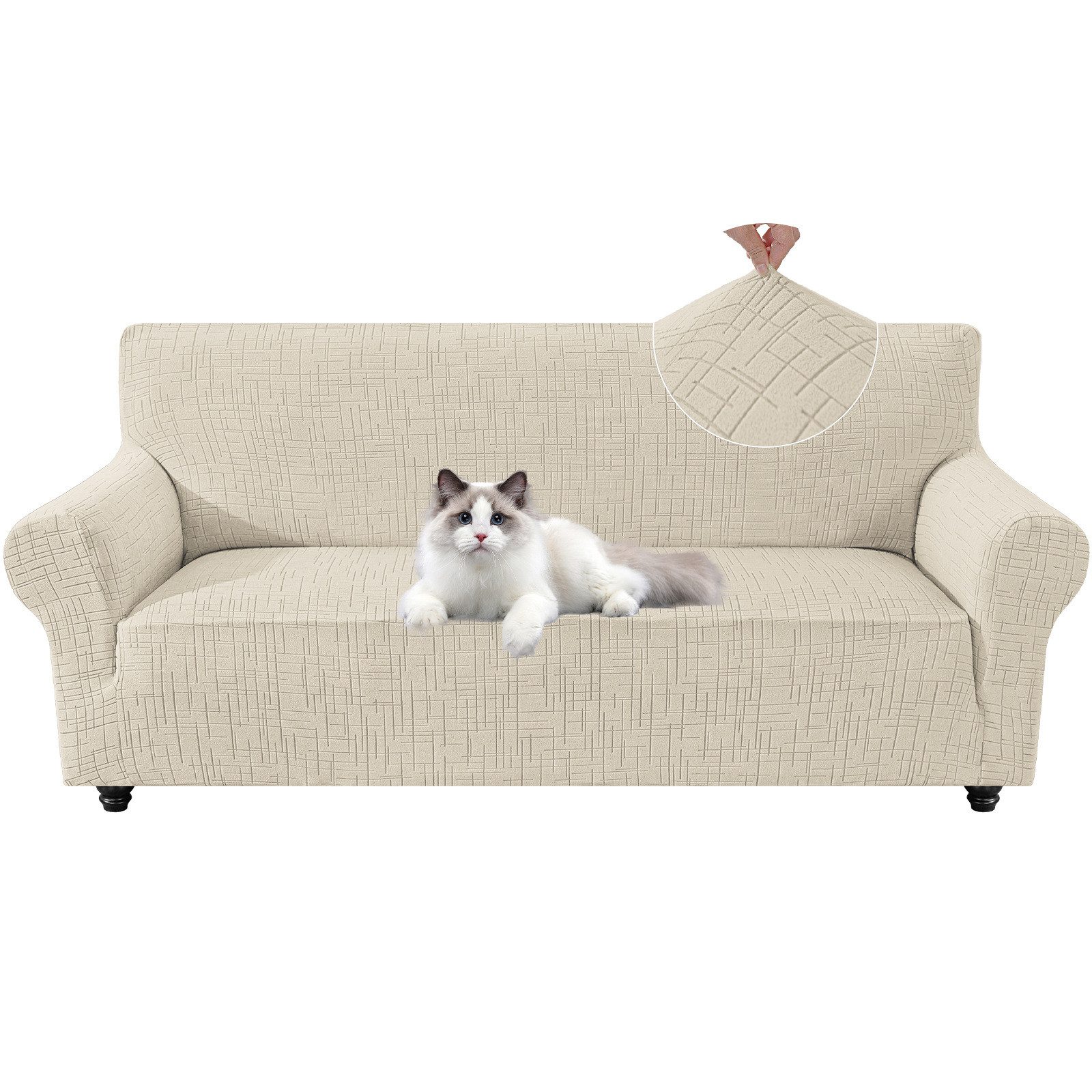 BlingBin Sofabezug Sofahusse 2/3 Sitzer Stretch, Rutschfester Sofaüberzug, Kratzfester Sofa Überzug mit Elastischem Bund,Waschbar