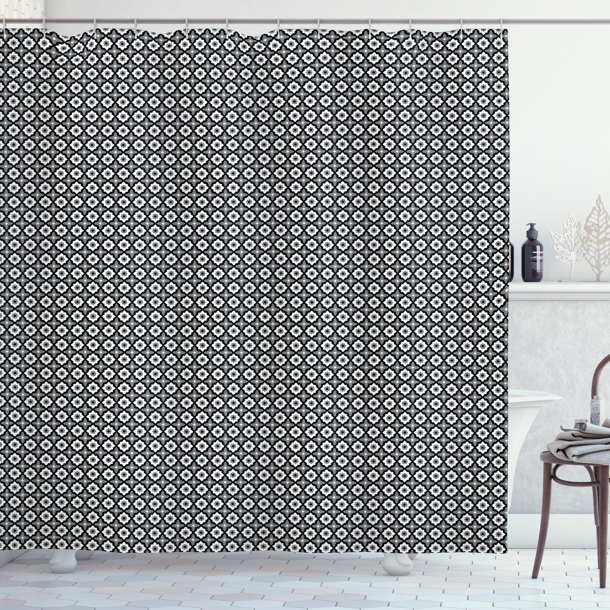 Duschvorhang Moderner Digitaldruck mit 12 Haken auf Stoff Wasser Resistent