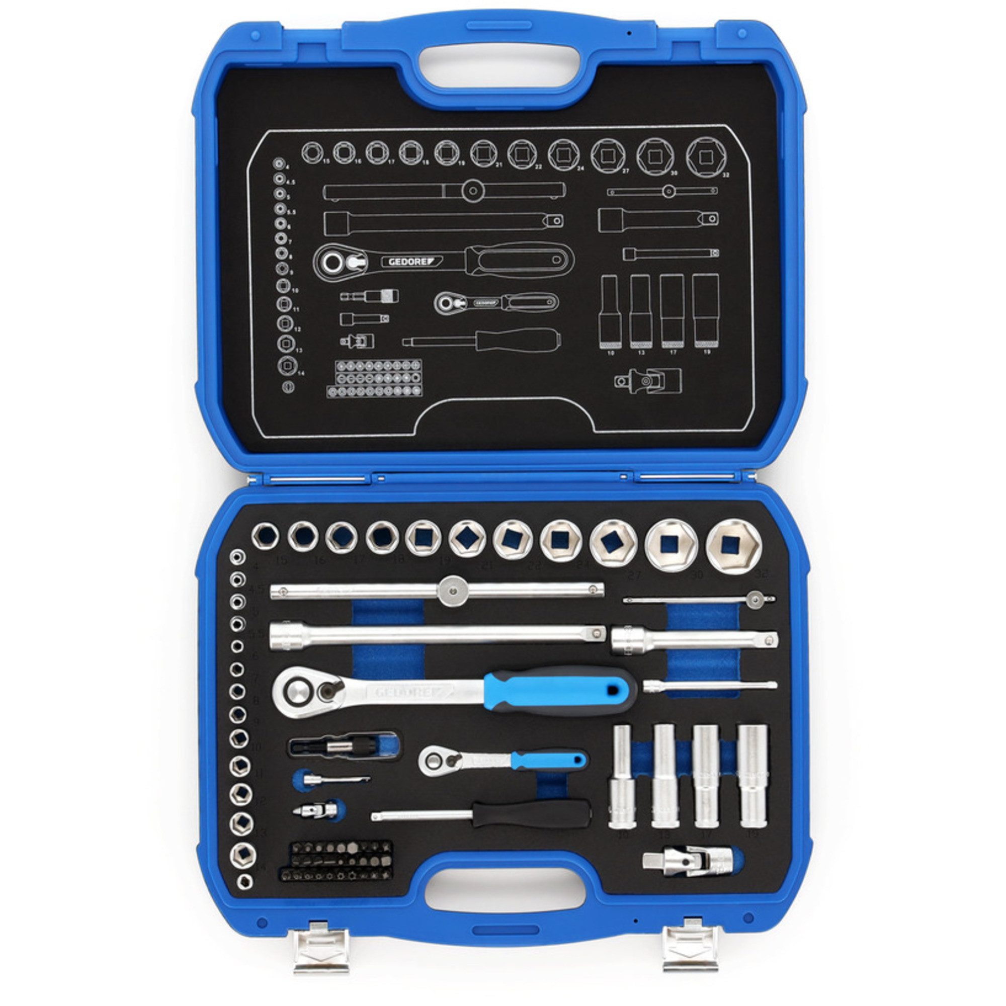 Bit- und Steckschlüsselset GEDORE Steckschlüssel-Satz 19 BMC 20, 1/4" + 1/2"