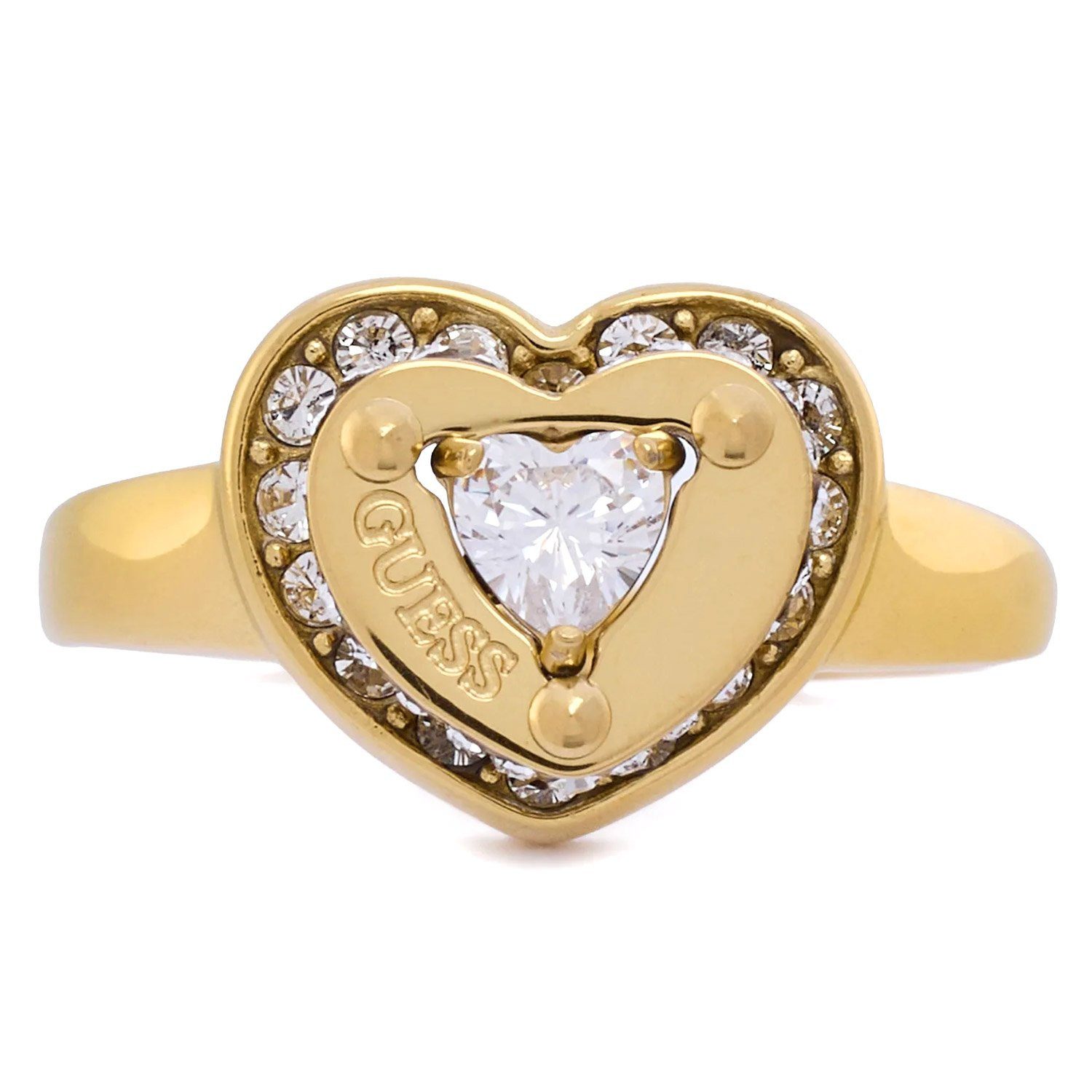 Guess Fingerring Damenring Herz Pave Goldfarben günstig online kaufen