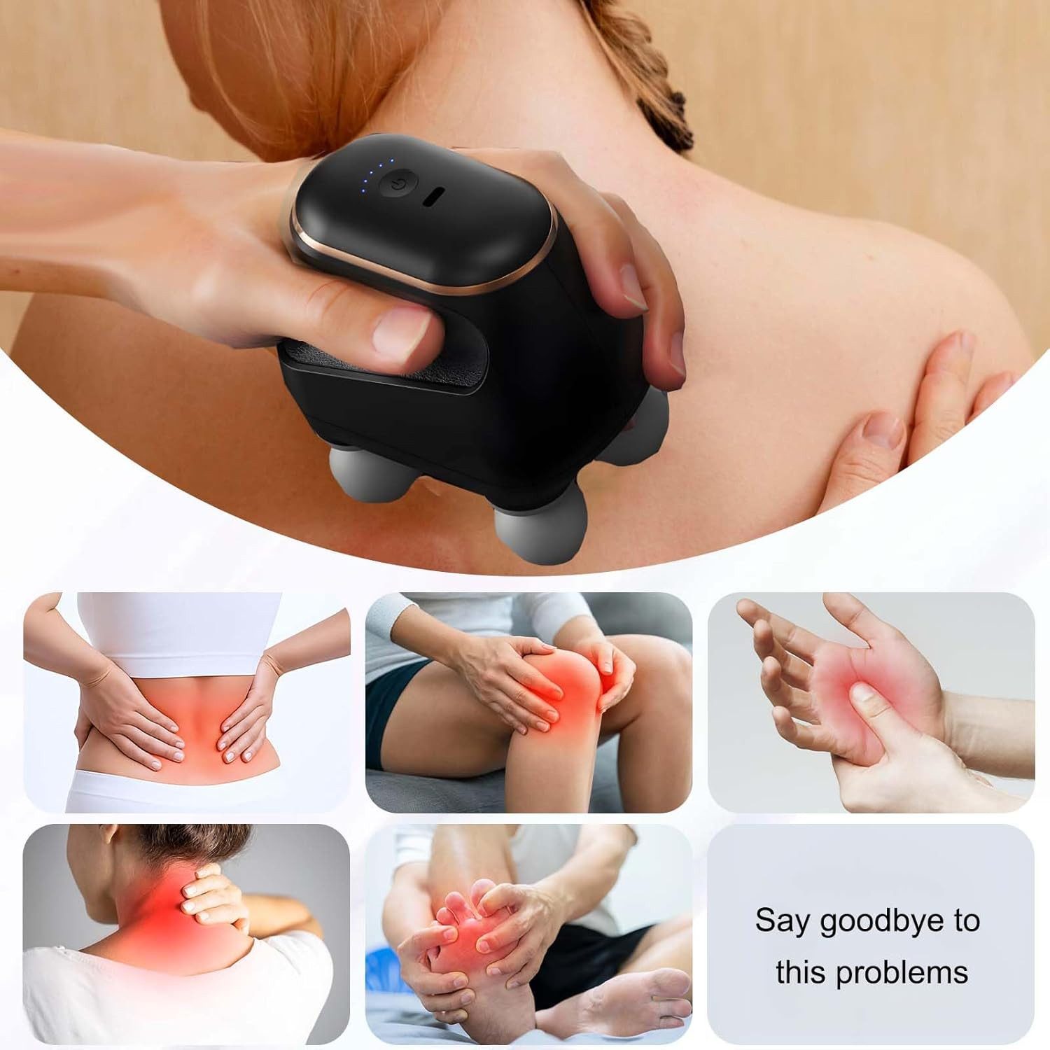 Toomoke Massagegerät Mini Massagegerät,4 Massageköpfe,Kopfmassagegerät,Beinmassagegerät, 5 Geschwindigkeitsstufen, 3 Massageaufsatztypen, über USB aufladbar, Geschenk,Nackenmassagegerät, Beinmassagegerät, Muskelmassagegerät,Massage-Gun für wohltuende Triggerpunkt-Massagen