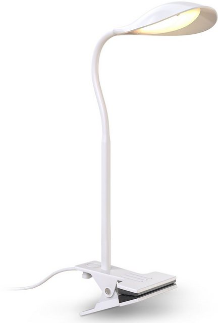 B.K.Licht Klemmleuchte, LED Schreibtischleuchte flexibel schwenkbar warmweiße Lichtfarbe Leselampe 1,8m Kabelschalter Klemmbreite bis 30mm Höhe 40cm Weiß-Otto