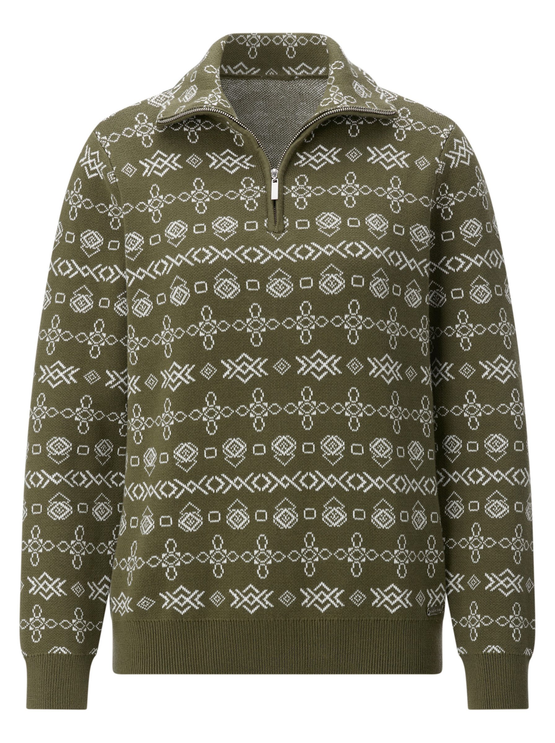 Witt Strickpullover Troyer Langarm Jacquard