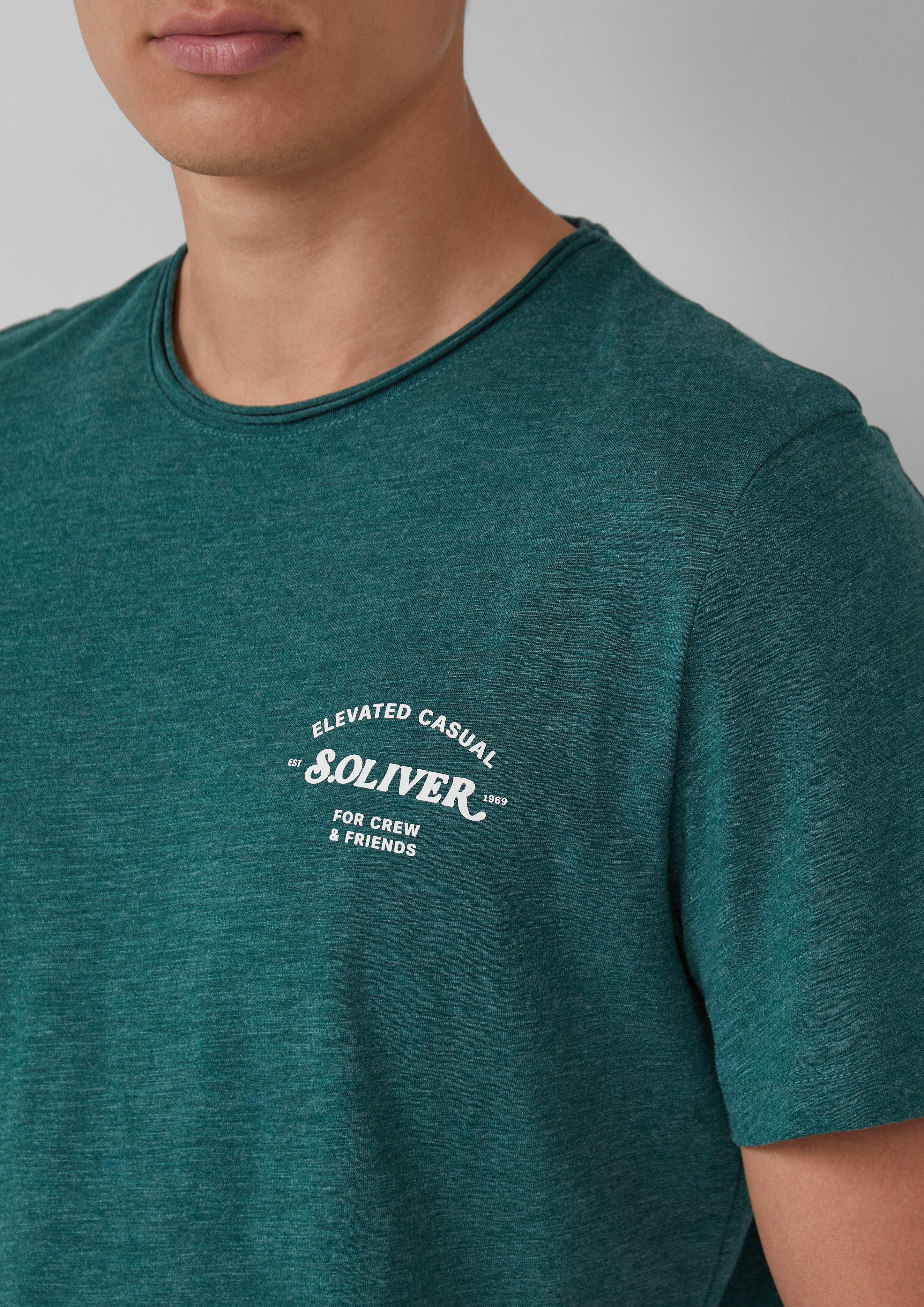 s.Oliver Kurzarmshirt Meliertes T-Shirt mit Rollkante günstig online kaufen