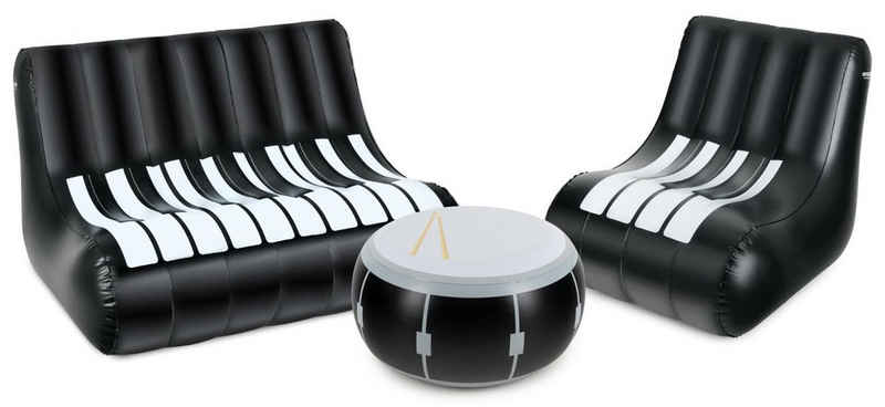 Stagecaptain Luftsofa Aufblasbares Loungemöbel-Set, Bestehend aus einem Tisch, einem Sessel und einem Sofa