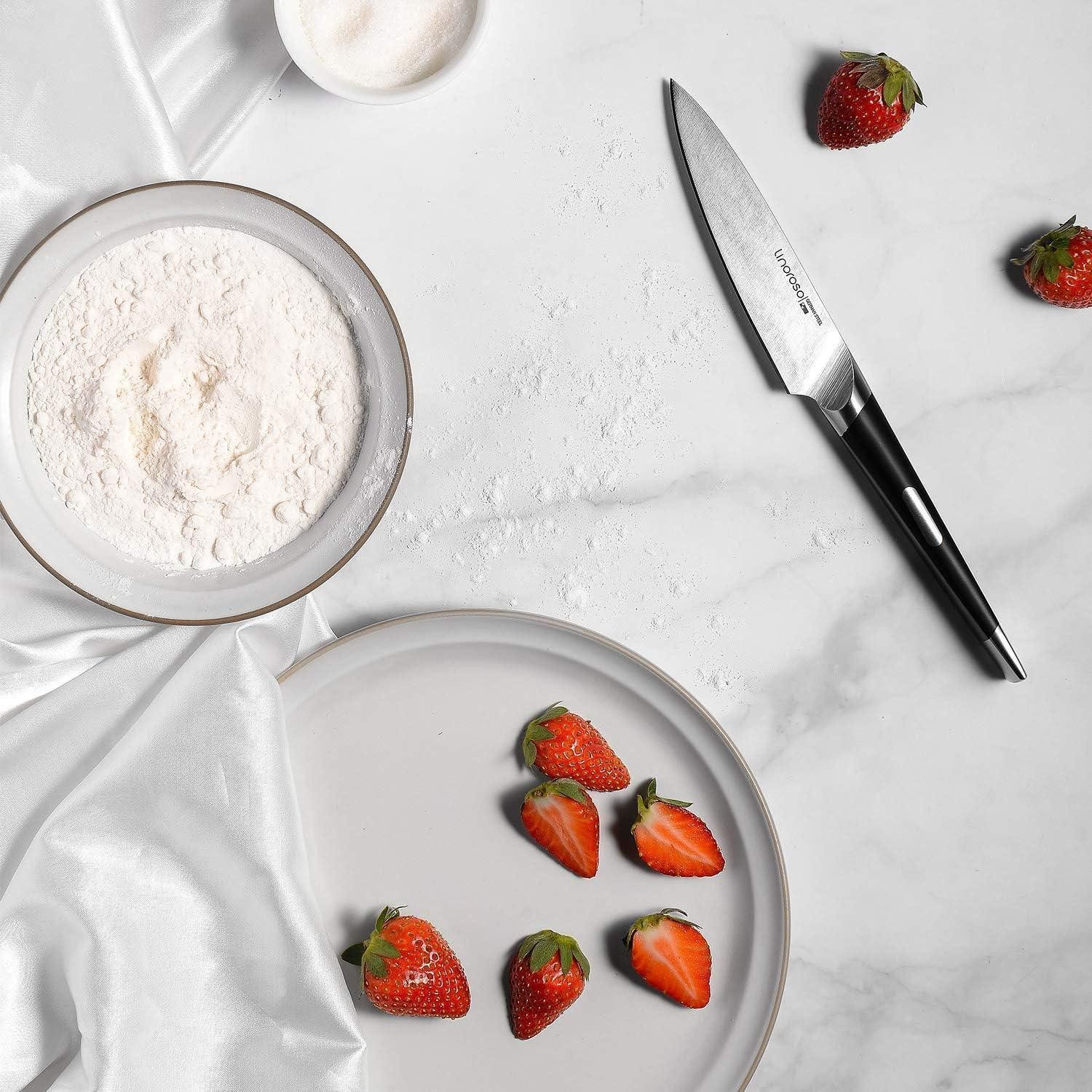 linoroso Messerblock Gemüsemesser Obstmesser aus Edelstahl 4,5 Zoll Serie MAKO