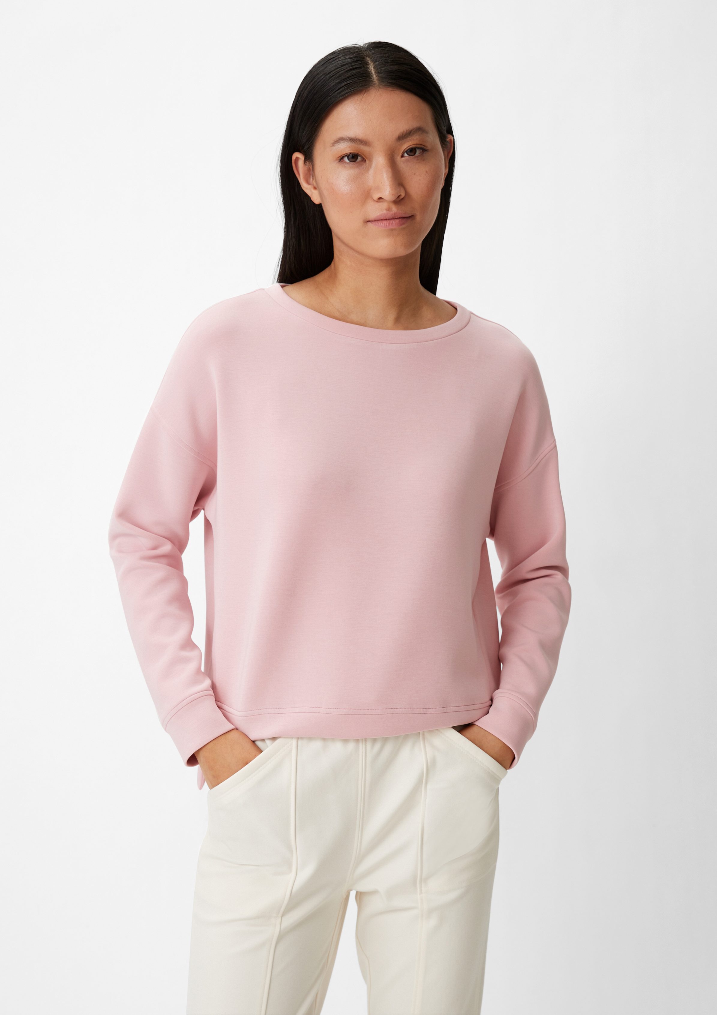 comma casual identity Sweatshirt Langarmshirt aus Modalmix Logo rosa | Sweatshirts