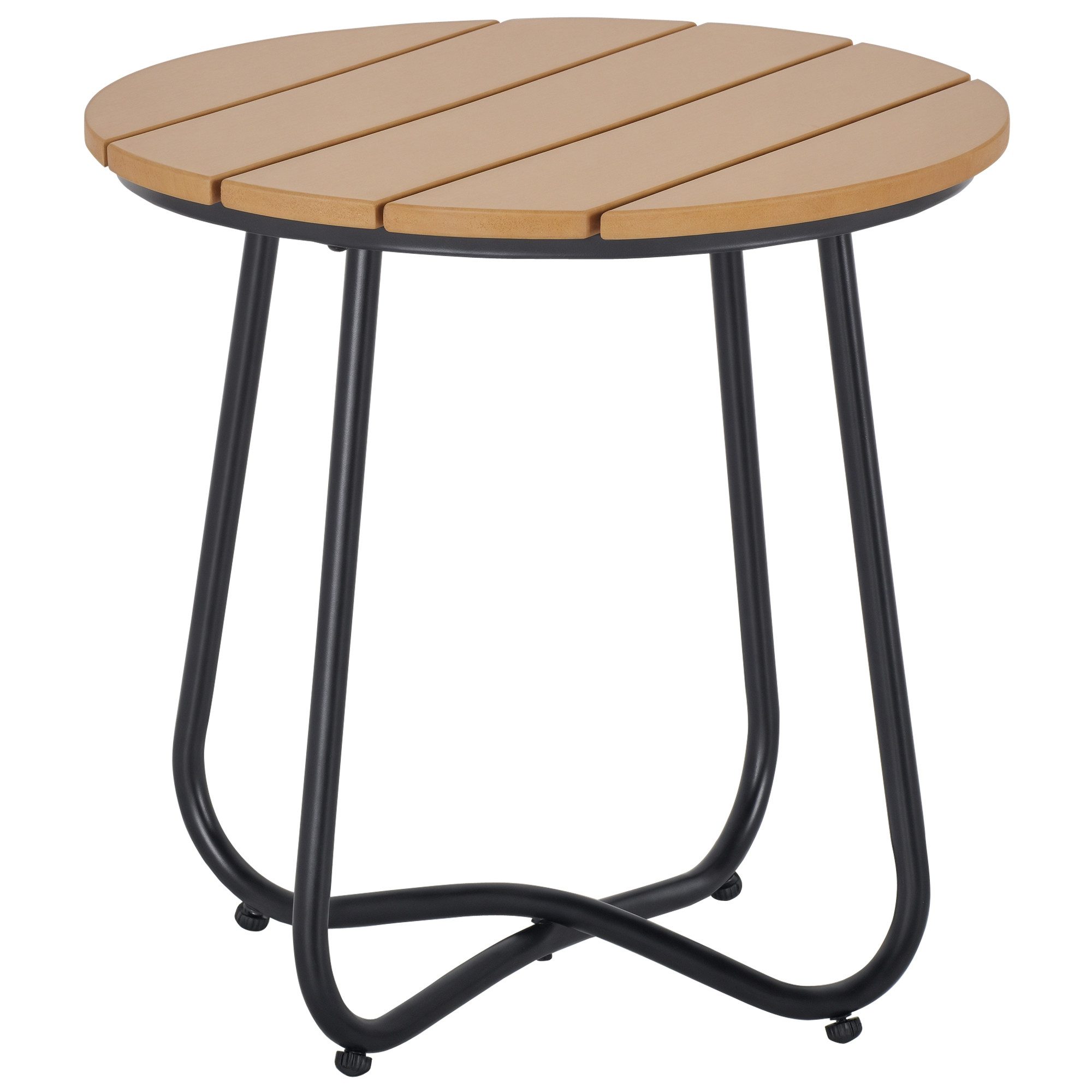 Outsunny Beistelltisch stabil verstellbare Füße Dekoration Garten Terrasse Wohnzimmer (Gartenmöbel, 1-St., Rundtisch), Stahlboden Braun Ø49 x 48 cm