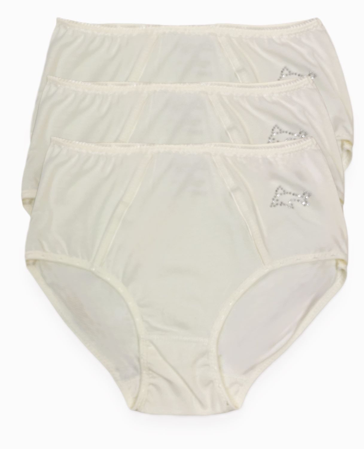 Toker Collection® Hüftslip Hipster "Sabrina" mit Glitzerapplikation 3 Stück (Packung, 3er Pack) Kontrastnähte im Vorderteil
