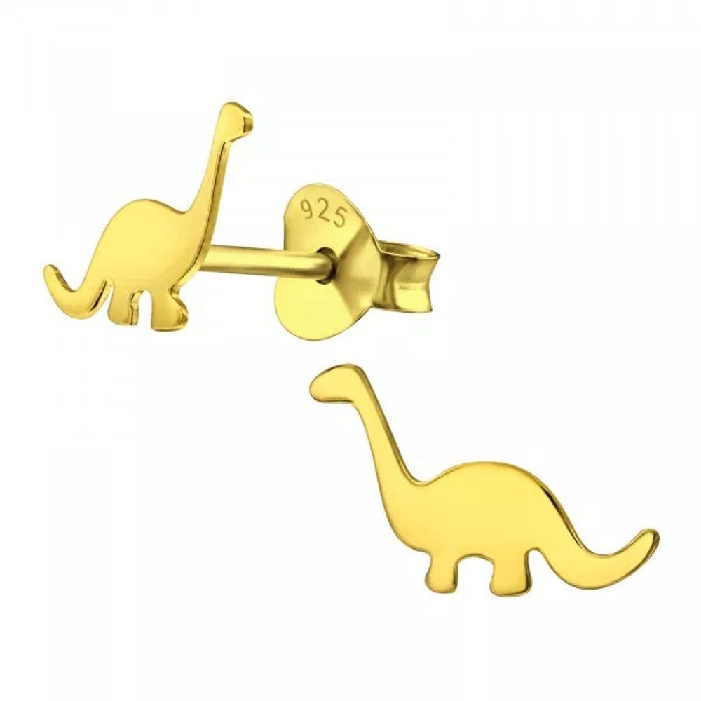 Gold, Silber 2-tlg., YORK Paar DINOSAURIER Sterling Ohrstecker 925 in ALEXANDER