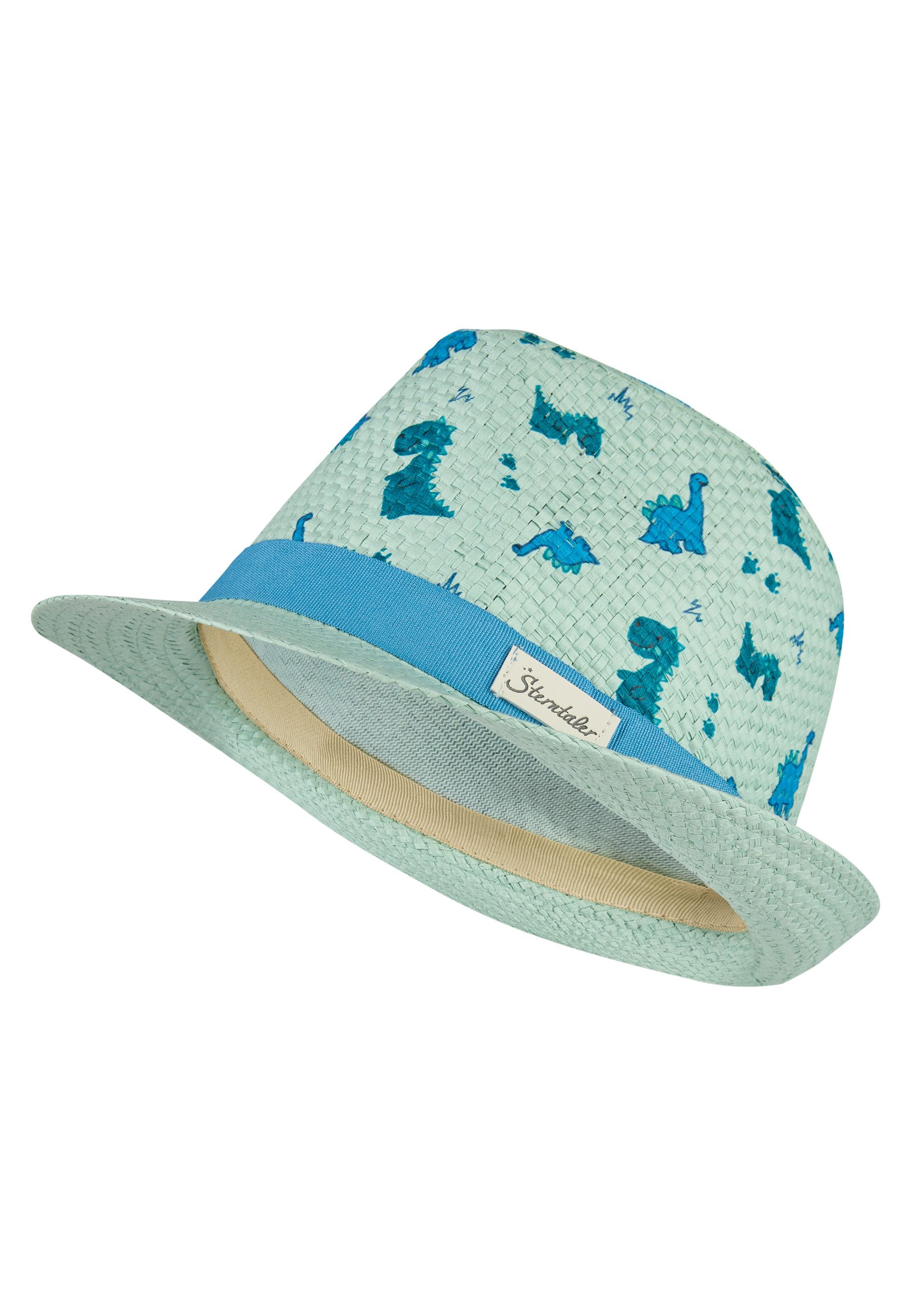 Sterntaler® Sonnenhut 50+ Strohhut Dino (1-St) Leichter Strohhut mit Dinodruck, atmungsaktiv, Band & gebogener Krempe