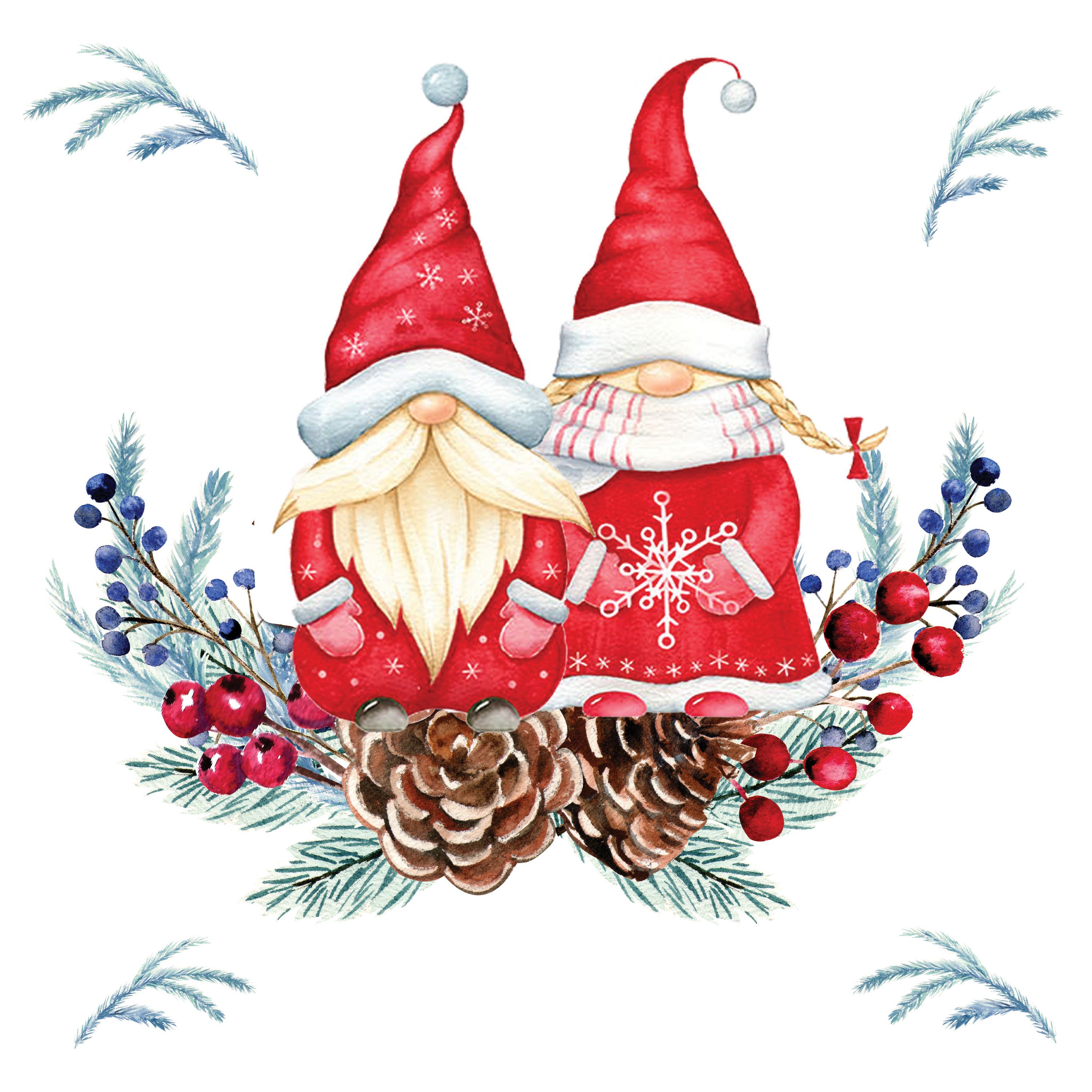 Paper+Design Papierserviette Serviette 'Tomte Couple', (20 St), 33x33cm