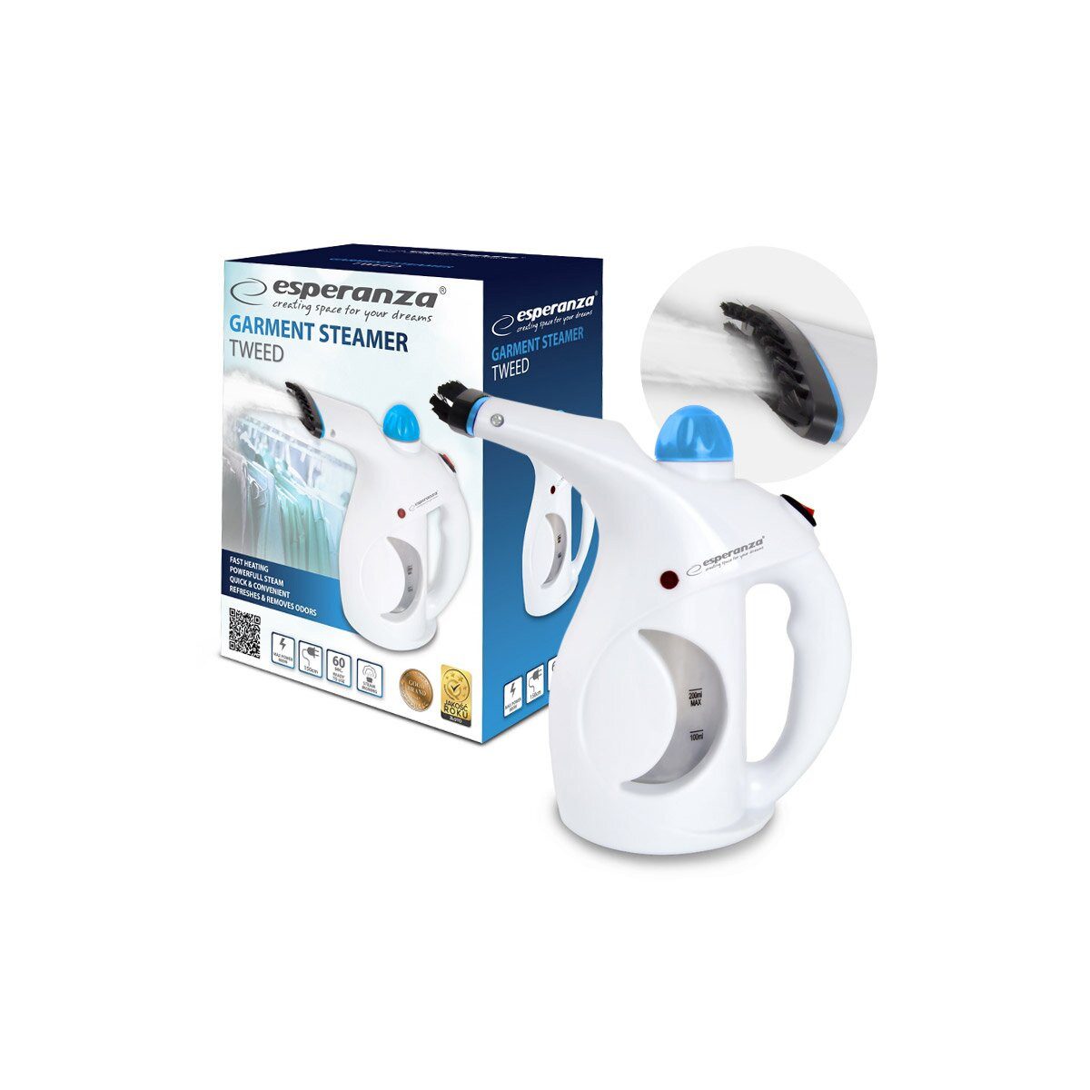 Esperanza Dampfreiniger Esperanza Tweed Dampfreiniger 800W Handdampfreiniger