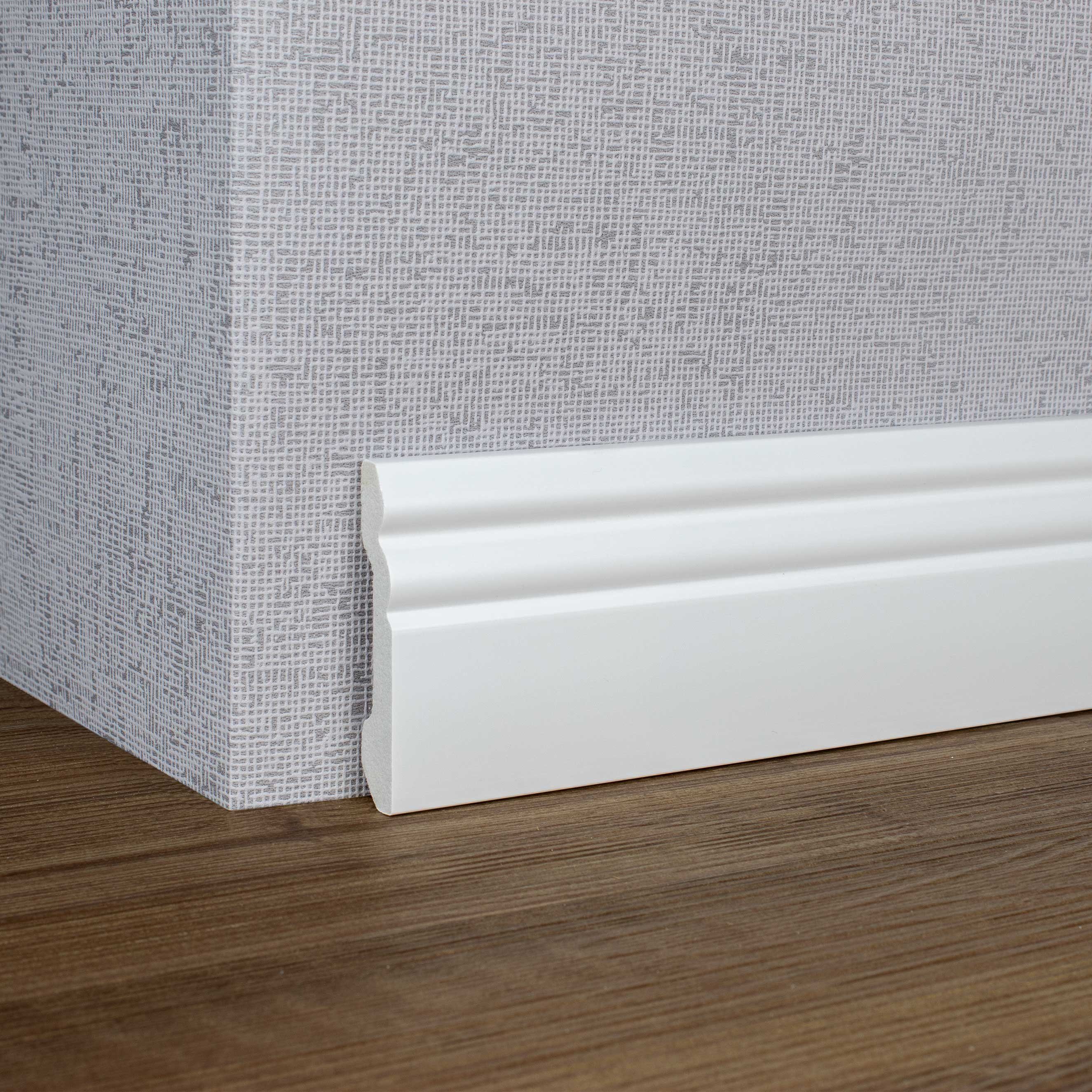 PROVISTON Sockelleiste Berliner Profil, 16 x 80 x 2000 mm, Hamburger Fußleiste Kunststoff