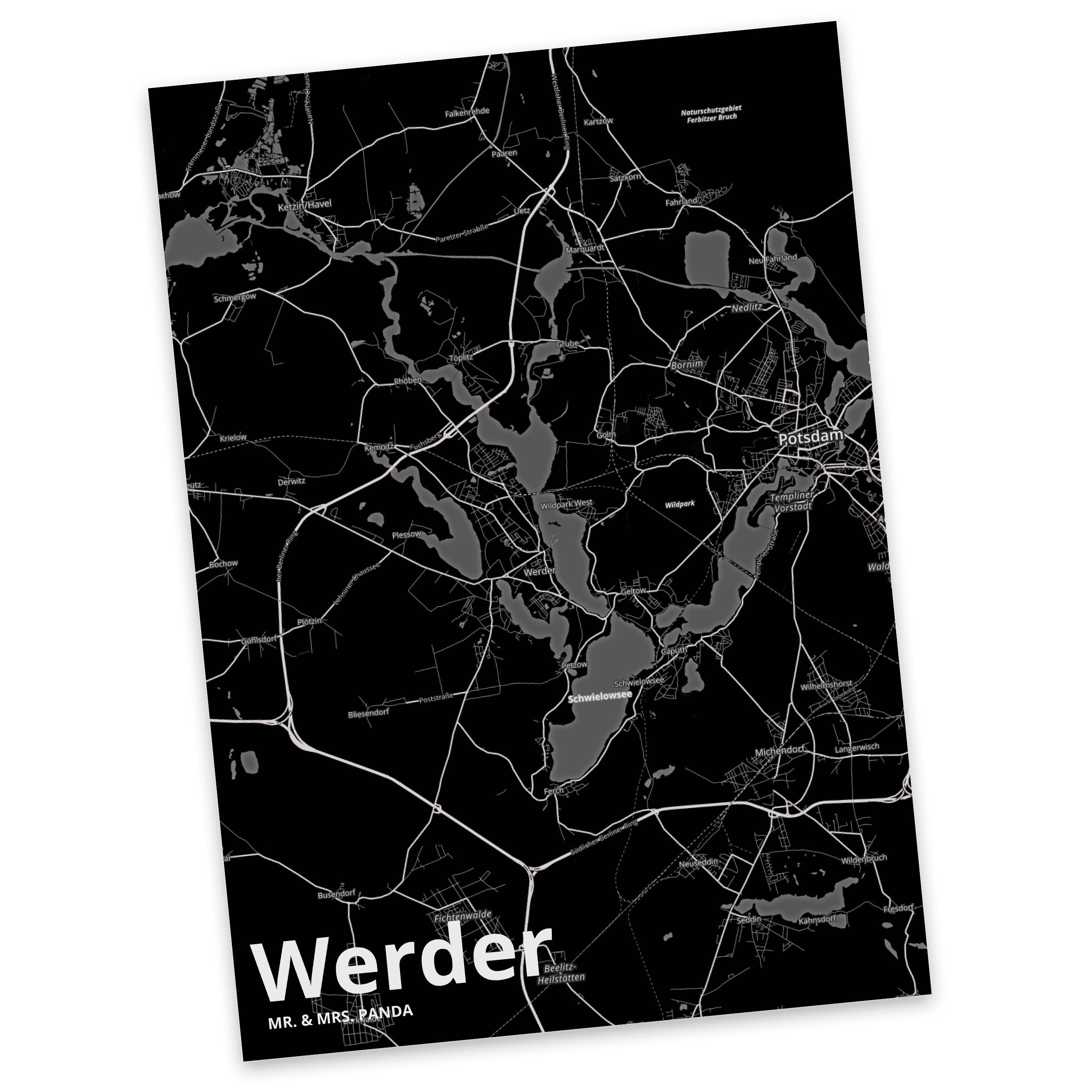 Mr. & Mrs. Panda Postkarte Werder - Geschenk, Ort, Stadt, Geburtstagskarte, Dorf, Grußkarte, Ein