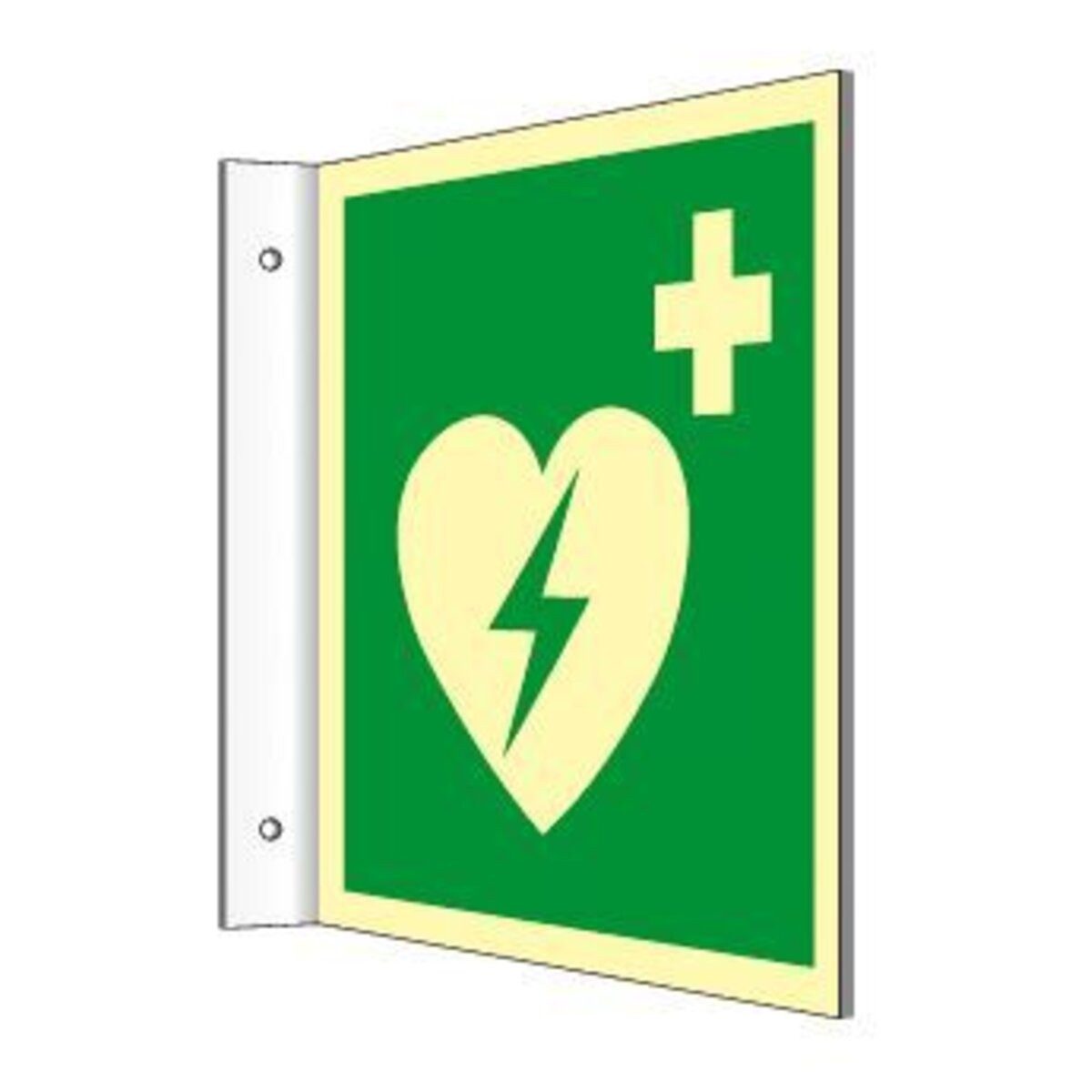 MOEDEL Hinweisschild Fahnenschild Automatisierter ext. Defibrillator ISO 7010 Kunststoff la