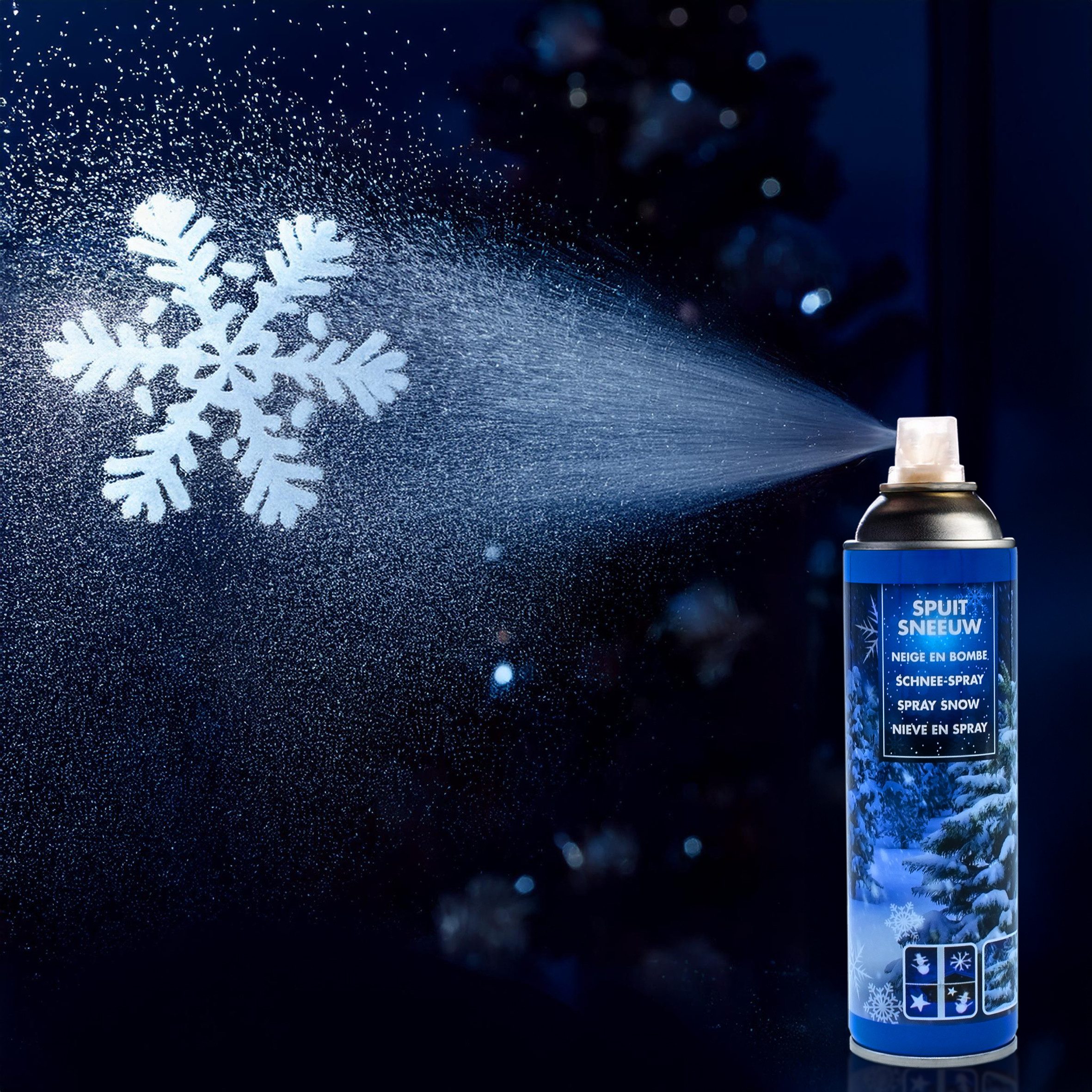 Spetebo Fensterdekoration Weihnachts Schnee Spray 111 ml - 4er Set, Deko Kunstschnee zum sprühen – Bild 3 von 3