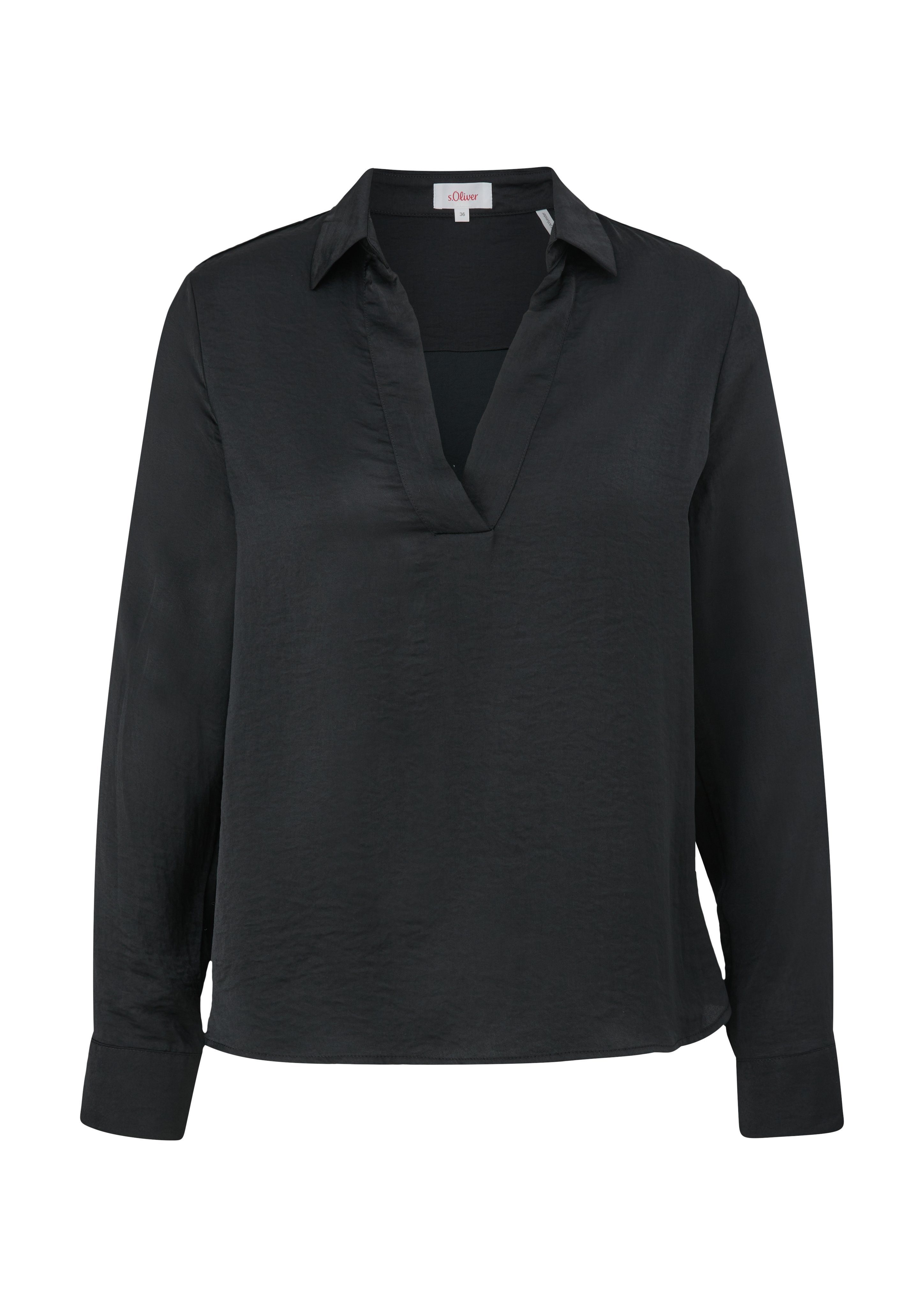 Polyester schwarz Bluse Klassische Bluse recyceltem s.Oliver aus