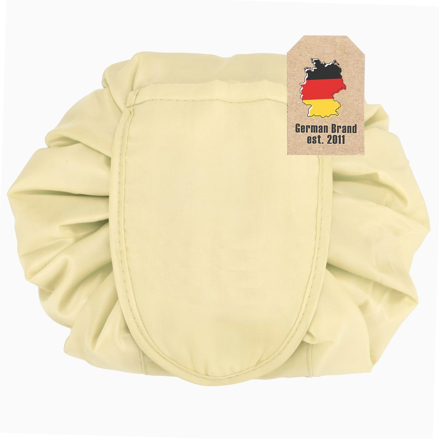 Intirilife Kosmetiktasche (Kulturbeutel mit Kordelzug in CASHEW BEIGE, 1-tlg), Runder One Step Kosmetikbeutel Kosmetiktasche