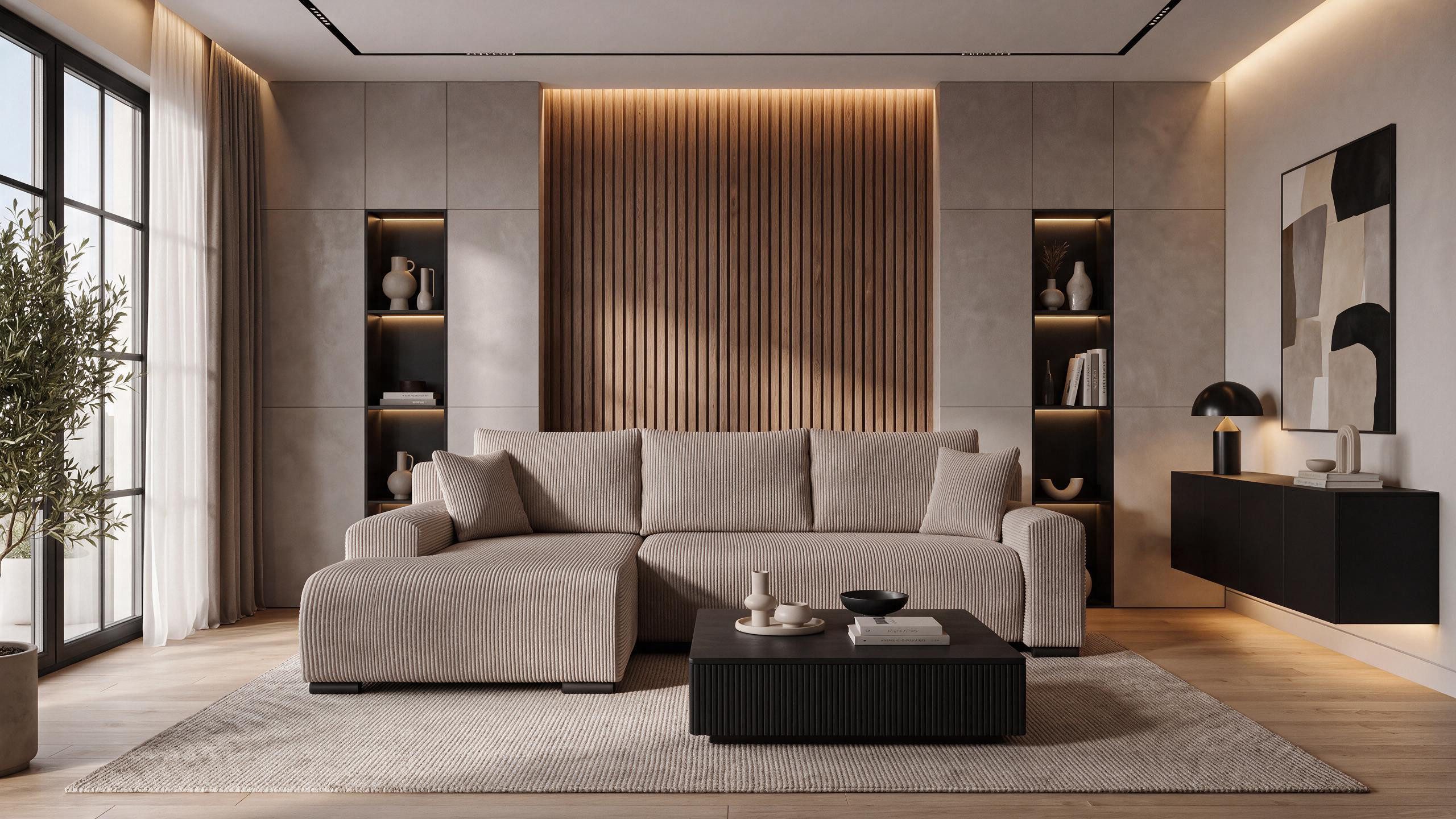 storez24 Ecksofa Soffe, mit Bettkasten und Schlaffunktion, Cordstoff, L-Form, bequem