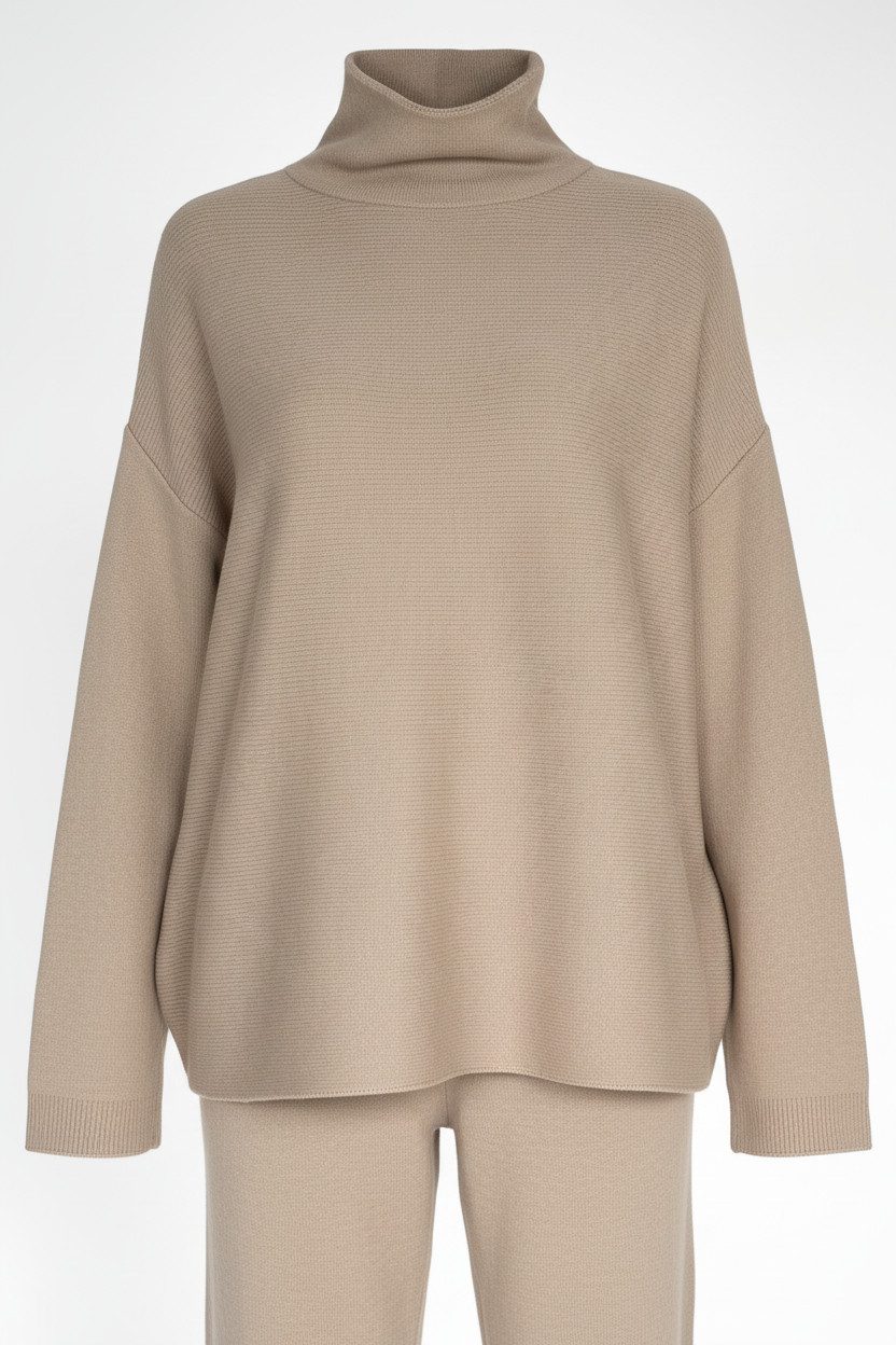 Zuckerwatte Stehkragenpullover leichte A-Linie aus Viskose Superstretch