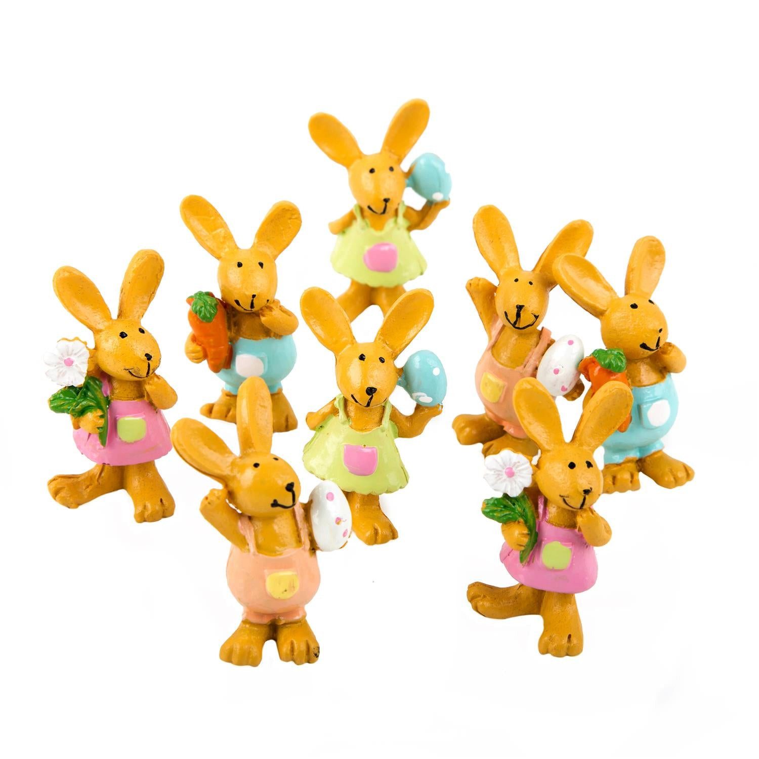 Logbuch-Verlag Dekofigur 8 Bunte Mini Osterhasen - Hasen Figuren braun 5,5 cm Blume Osterei