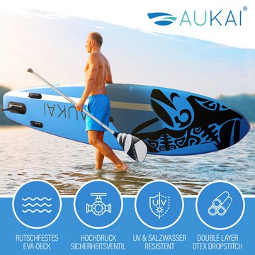 Aukai SUP-Board PRO 320cm, 2in1 Aufblasbares Stand up Paddle Set mit Kajak-Sitz, (Action-Cam-Halterung, Fußschlaufe, Pumpe, Rucksack, AquaBag), Komplettsett - 5 Jahre Garantie