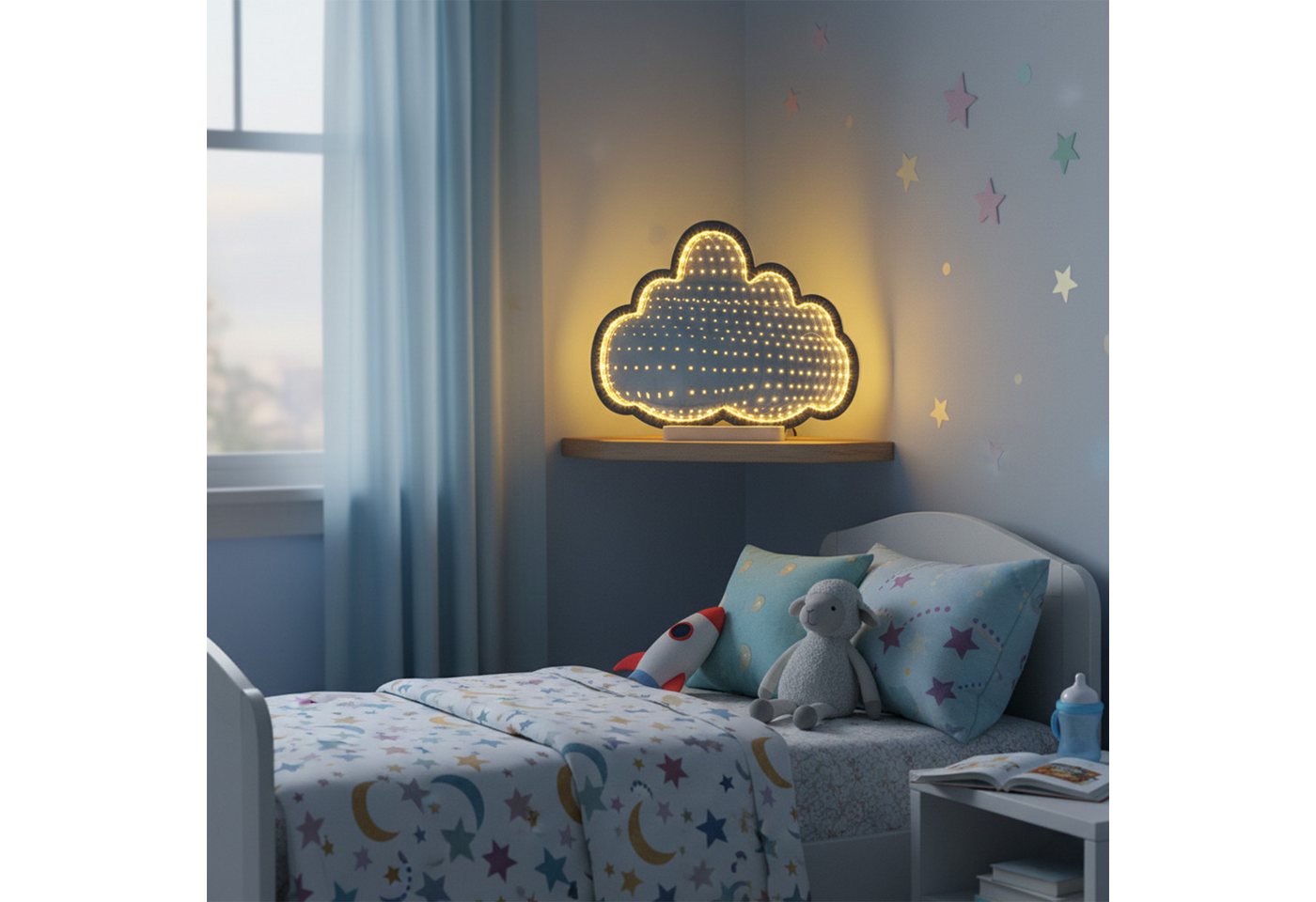 OTTO home LED Dekolicht Evvina - Wolke, LED fest integriert, Warmweiß, Infinity Effekt, Deko für Innen, beidseitig beleuchtet, Nachtlicht