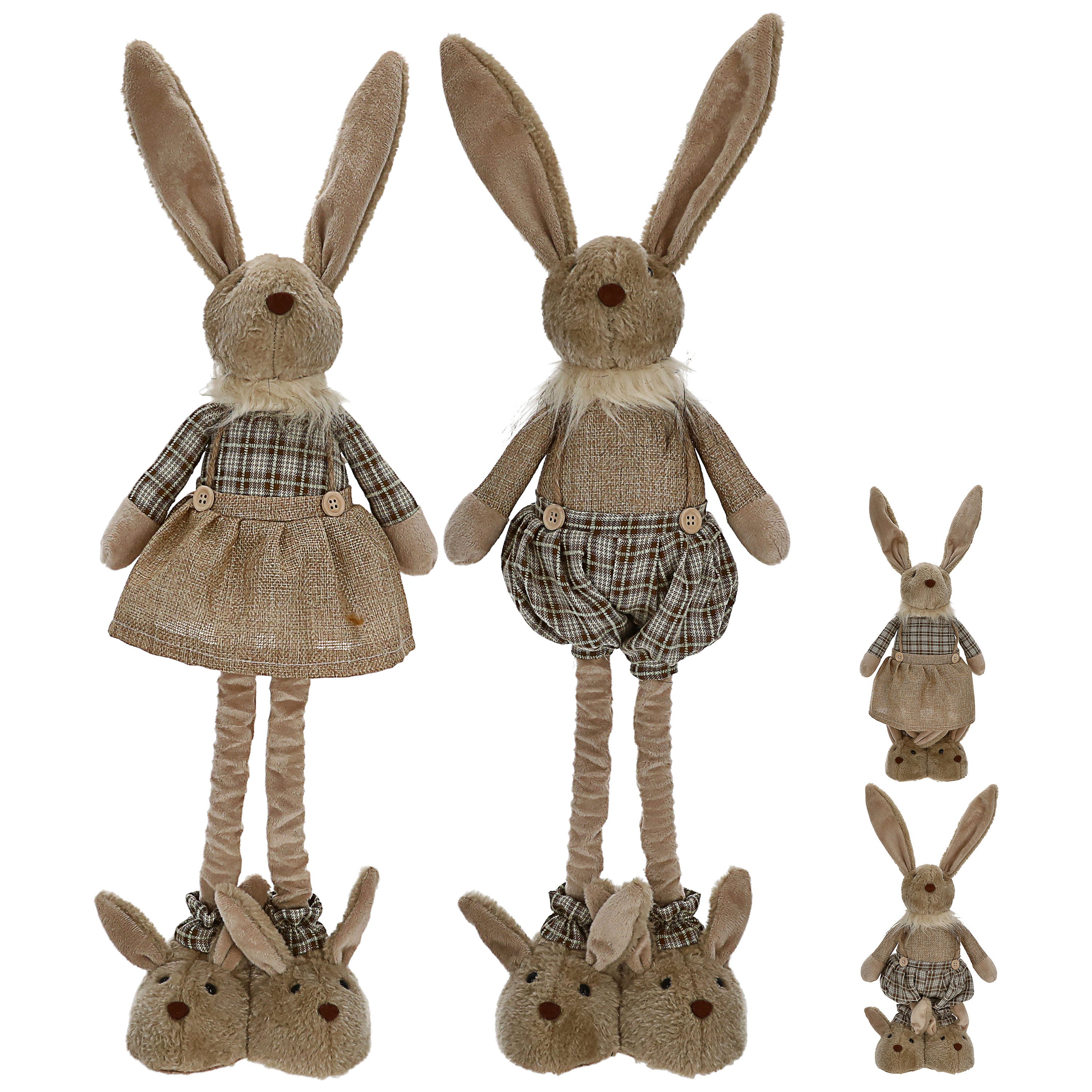 CEPEWA Dekofigur Osterhase Mann Frau Teleskopbeine max. H60cm Polyester Hasenschuhe