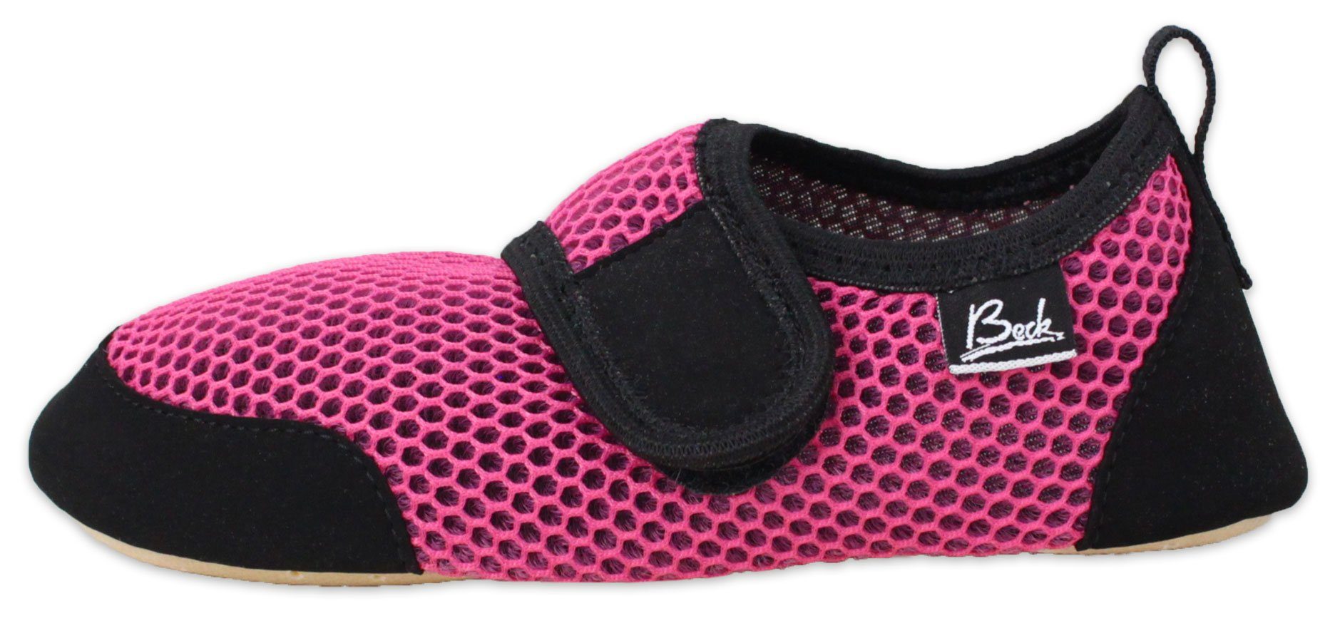 Beck BECK-BUDDIES - Indoor-Aktiv-Schuh mit atmungsaktiver Sohle Hausschuh Klettverschluss, Gefühl des Barfußlaufens, Gesunde Fußentwicklung pink