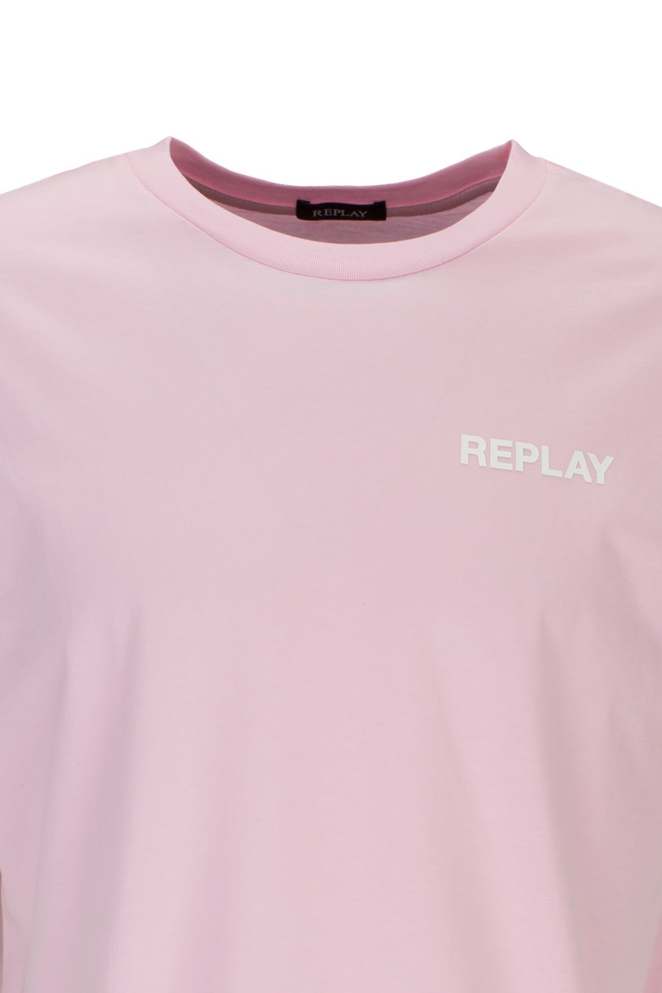 Replay Bubble Rundhalsshirt 066 T-Shirt mit Logoschriftzug Pink