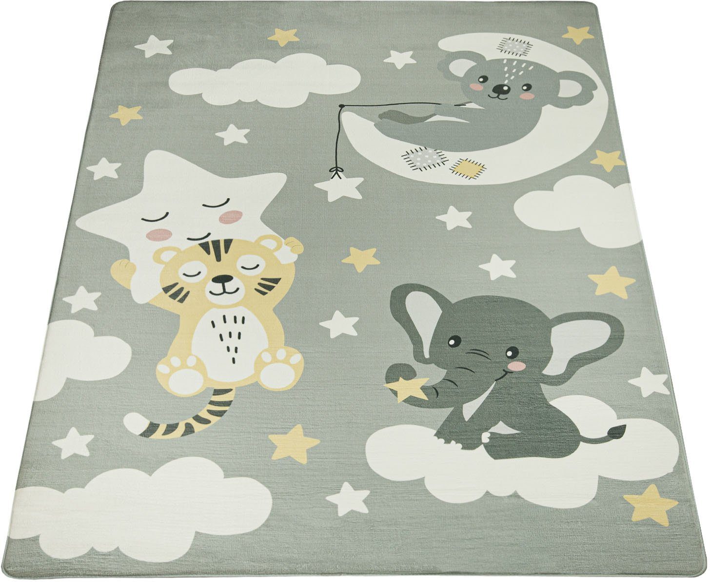 Paco Home Kinderteppich Chicos 551, rechteckig, Höhe: 2 mm, Flachgewebe, niedliches Kinder Design, Motiv Tiere, Kinderzimmer