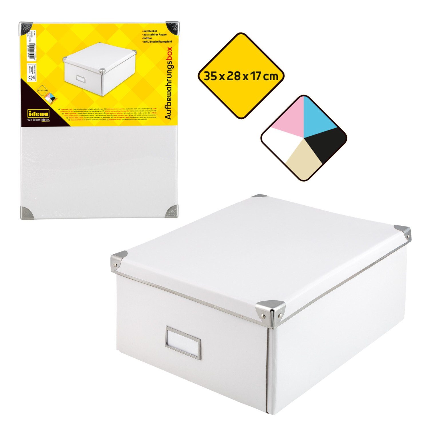 Idena Aufbewahrungsbox Aufbewahrungsbox mit Deckel - 36 x 28 x 17 cm, weiß