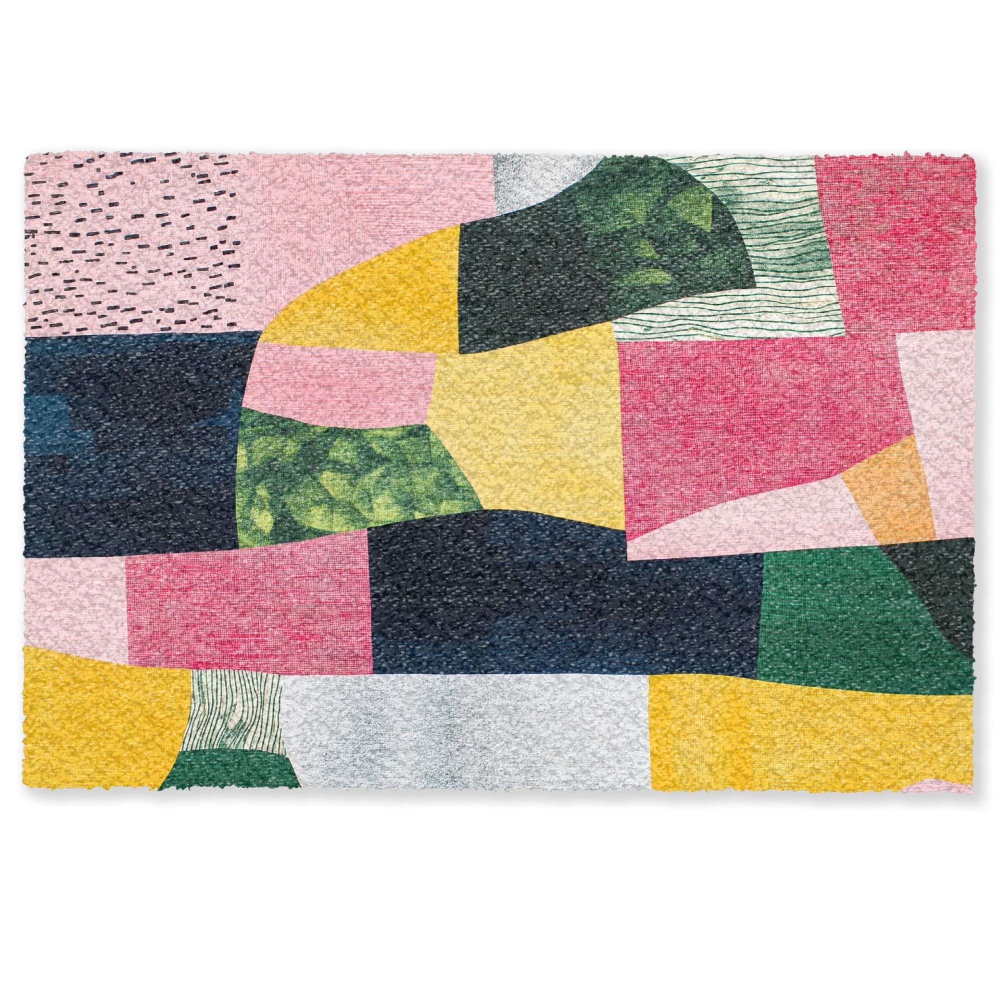 MuchoWow Fußmatte Abstrakt - Rosa - Formen - Gelb, Rechteckig, innen Schmutzfangmatte, Tür, Schmutzfänger Flur, Teppich, 60x40 cm