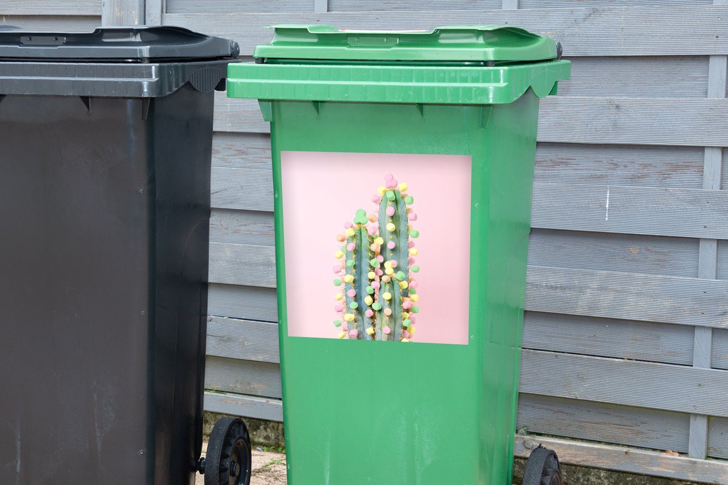 MuchoWow Wandsticker Süße mit Kaktus Mülleimer-aufkleber, (1 verziert Container, St), Abfalbehälter Sticker, Mülltonne