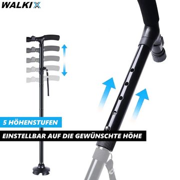 MAVURA Gehstock WALKIX Faltbarer Spazierstock Wanderstock Gehhilfe Krückstock, Gehstütze mit LED Licht höhenverstellbar klappbar faltbar