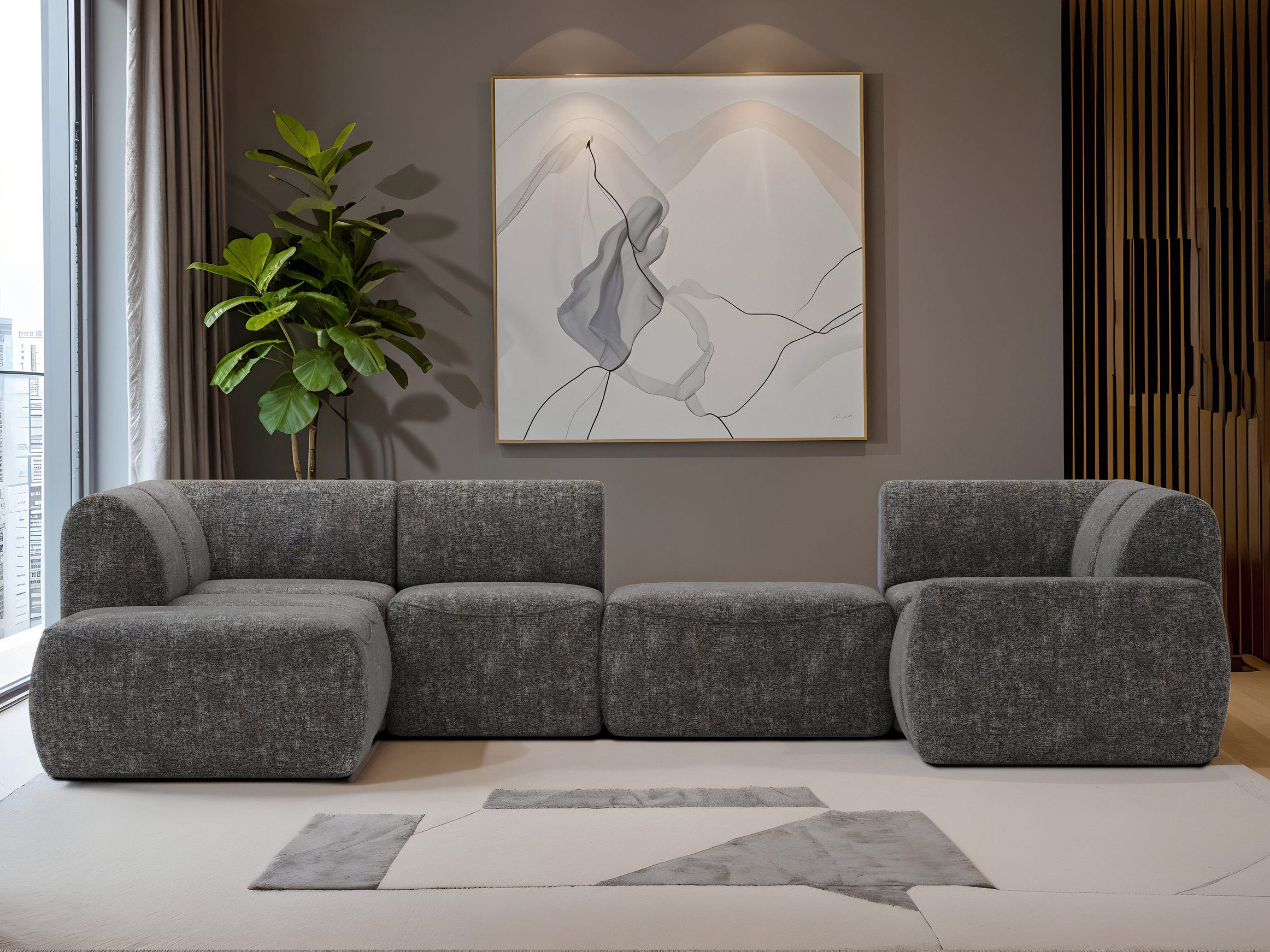 Beautysofa Ecksofa Modularecke mit USB MALMO U, Sofa-Set modular, Modulares Sofa in U-Form – individuell planbar