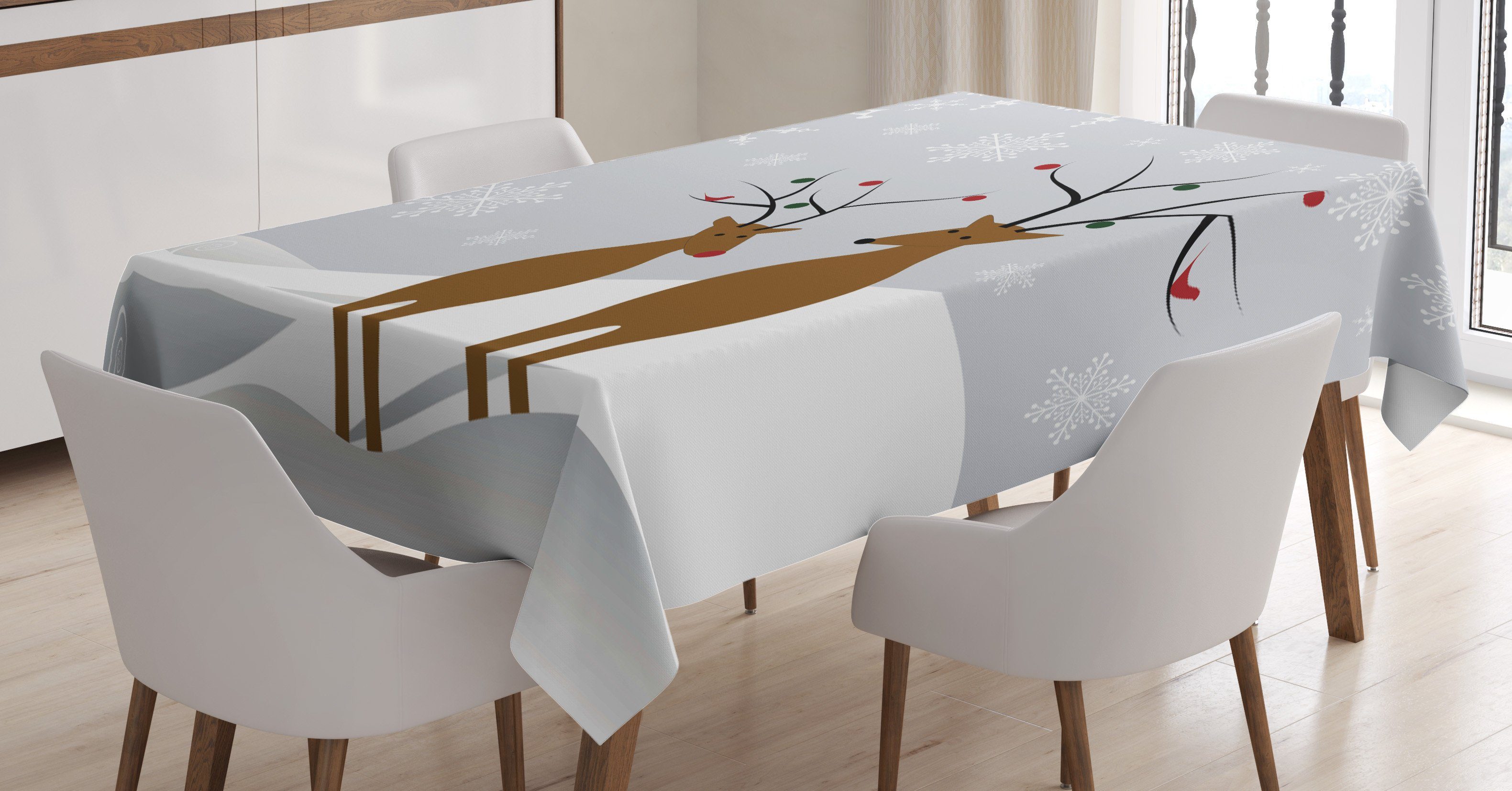 Außen Für Farben, Abakuhaus Weihnachten geeignet Tischdecke Noel Klare Bereich Farbfest Rentiere Waschbar den