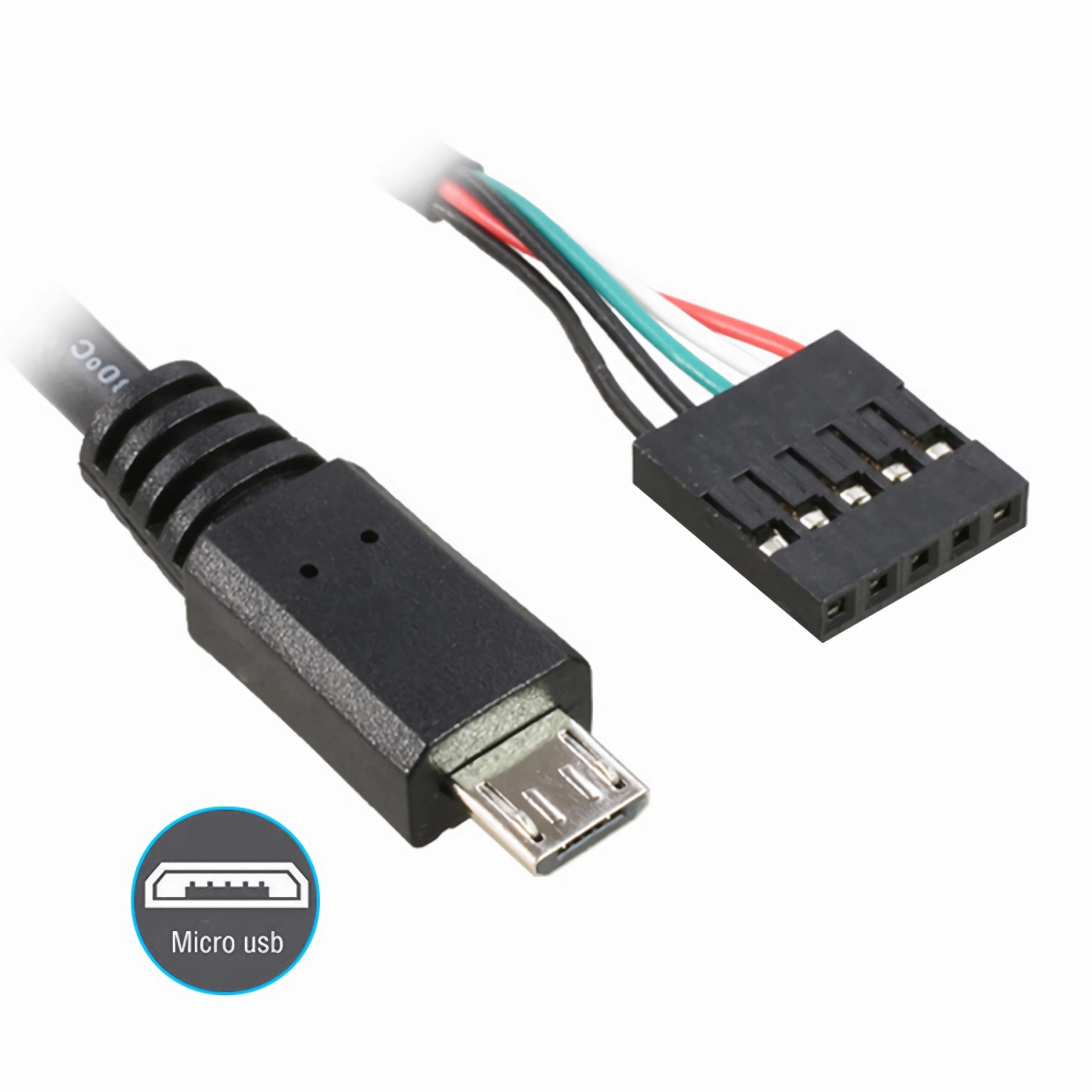 Bolwins D54 Kabel Adapter 5pin Header Buchse auf micro USB 5pin Motherboard PC Computer-Kabel, Micro USB 5-Pin Stecker, 5-Pin Header Buchse (Mainboard) (50 cm), Plug & Play